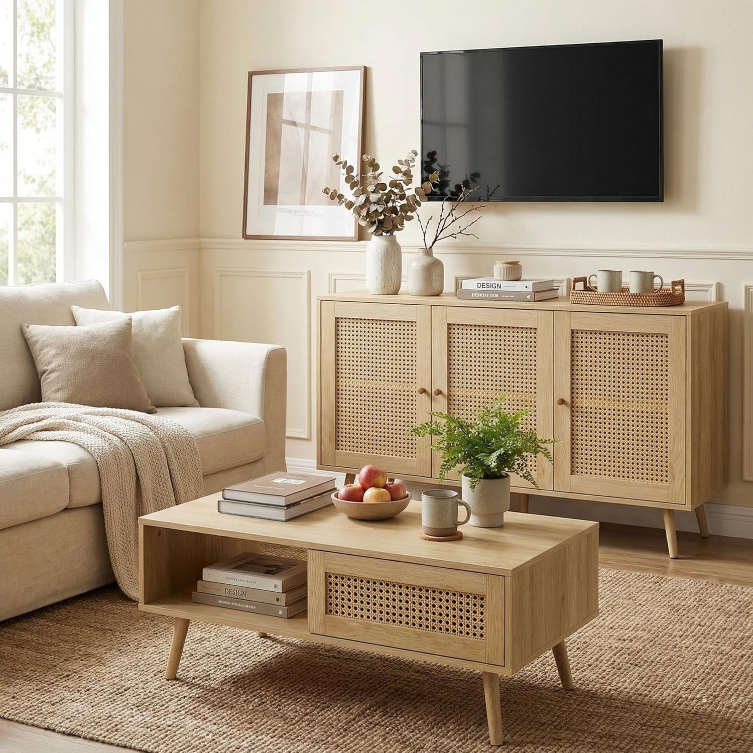 IDEALHOUSE Living Room Table Sets of 2, Includes 47