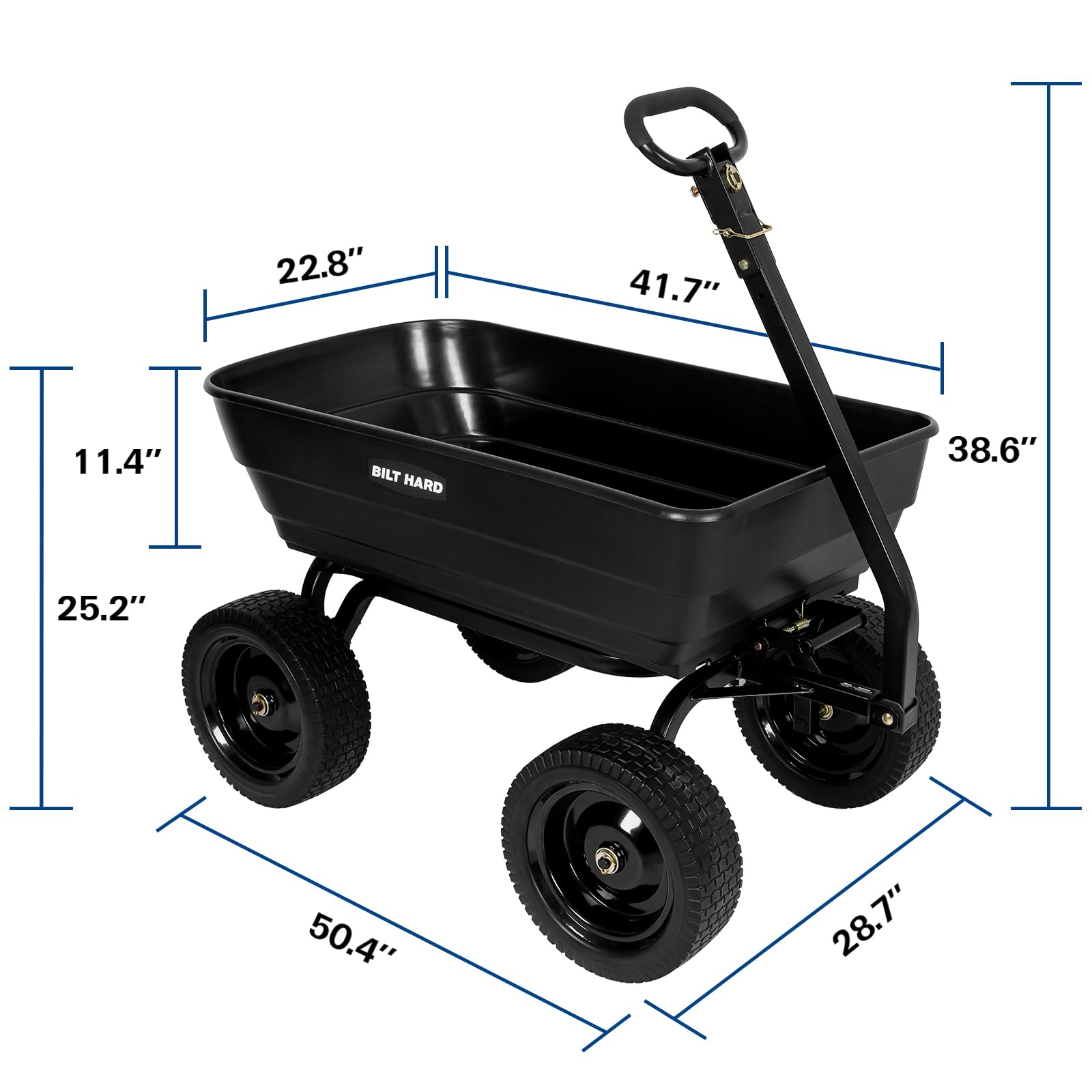 BILT HARD Poly Garden Dump Cart 1200lbs Heavy Duty 7 Cu Ft
