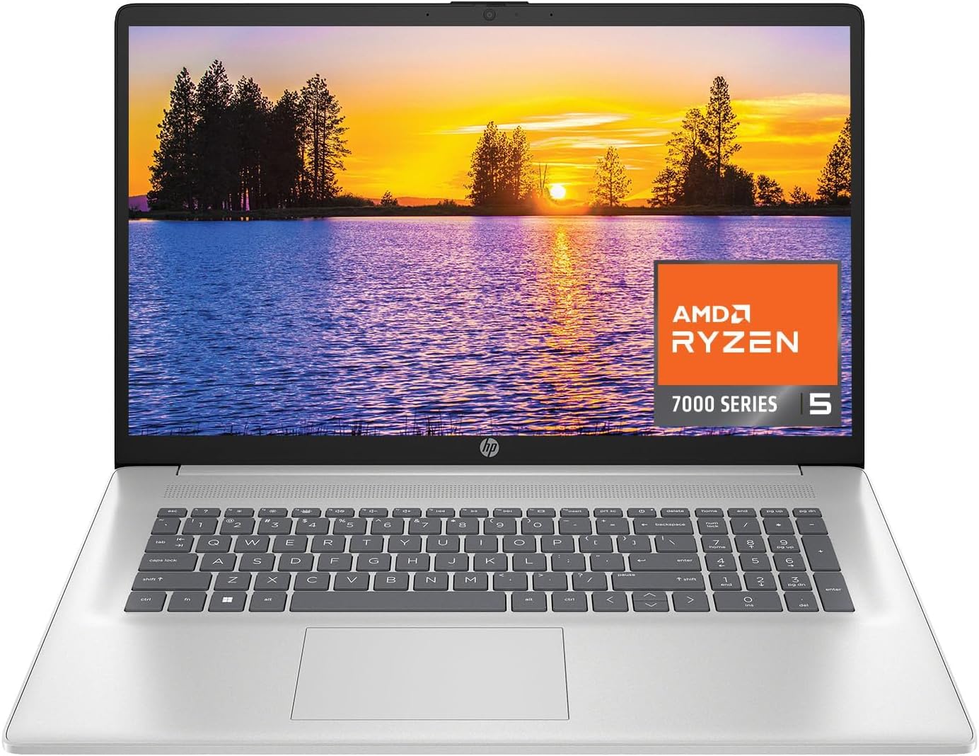 HP 17.3 inch FHD Display Laptop | AMD Ryzen 5 7520U((Beat i7-1165G7) | AMD Radeon Graphics | Webcam| Bluetooth | Silver| 16GB RAM | 512GB SSD | Windows 11 Home |Bundle with Laptop Stand