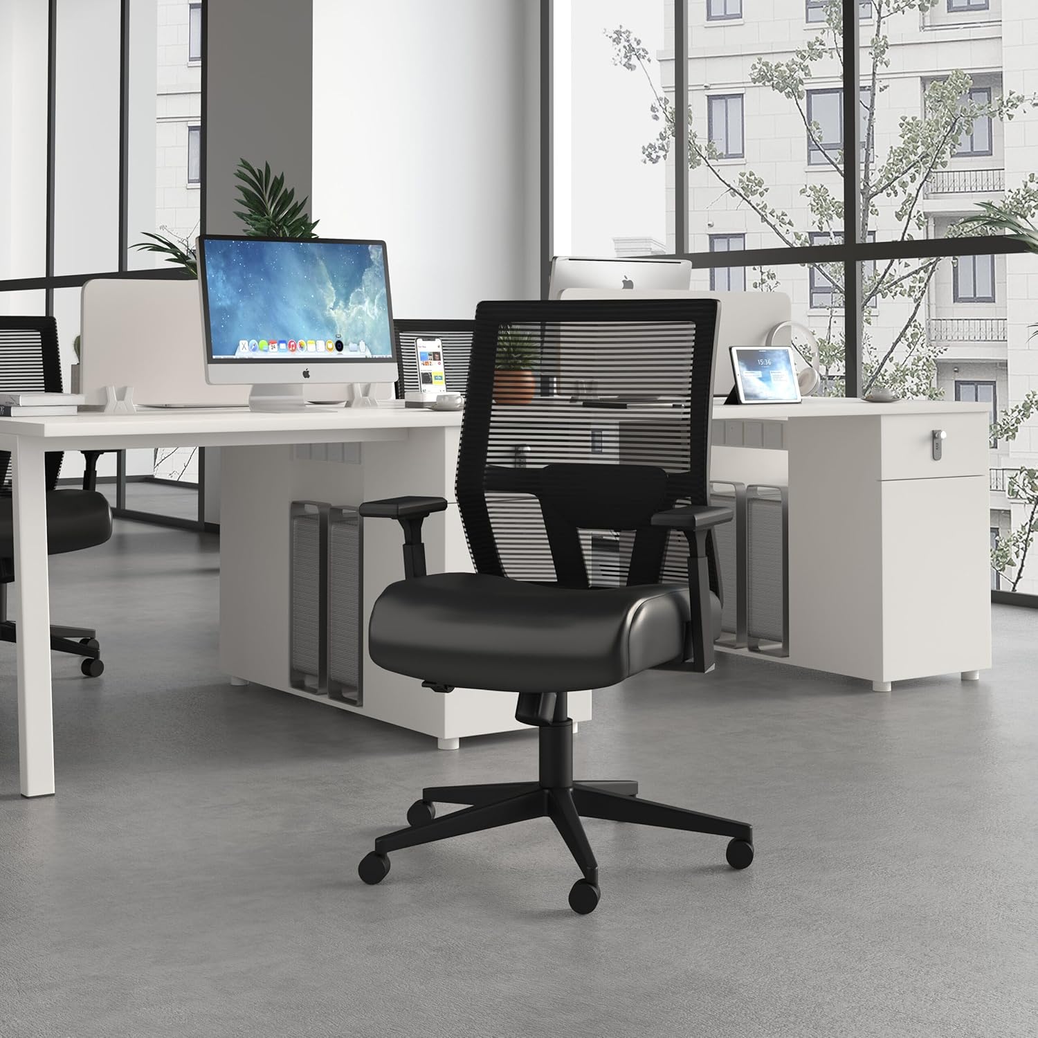 BOSS Ergonomic Mesh Task Chair with Adjustable Arms & Synchro-Tilt, Black
