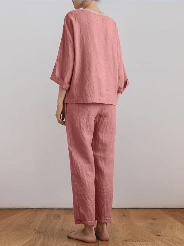 Casual Loose Crew Neck Two-Piece Set