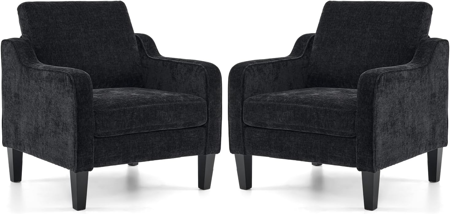 VINGLI Living Room Chairs Set of 2, Black Accent Chair 5.5