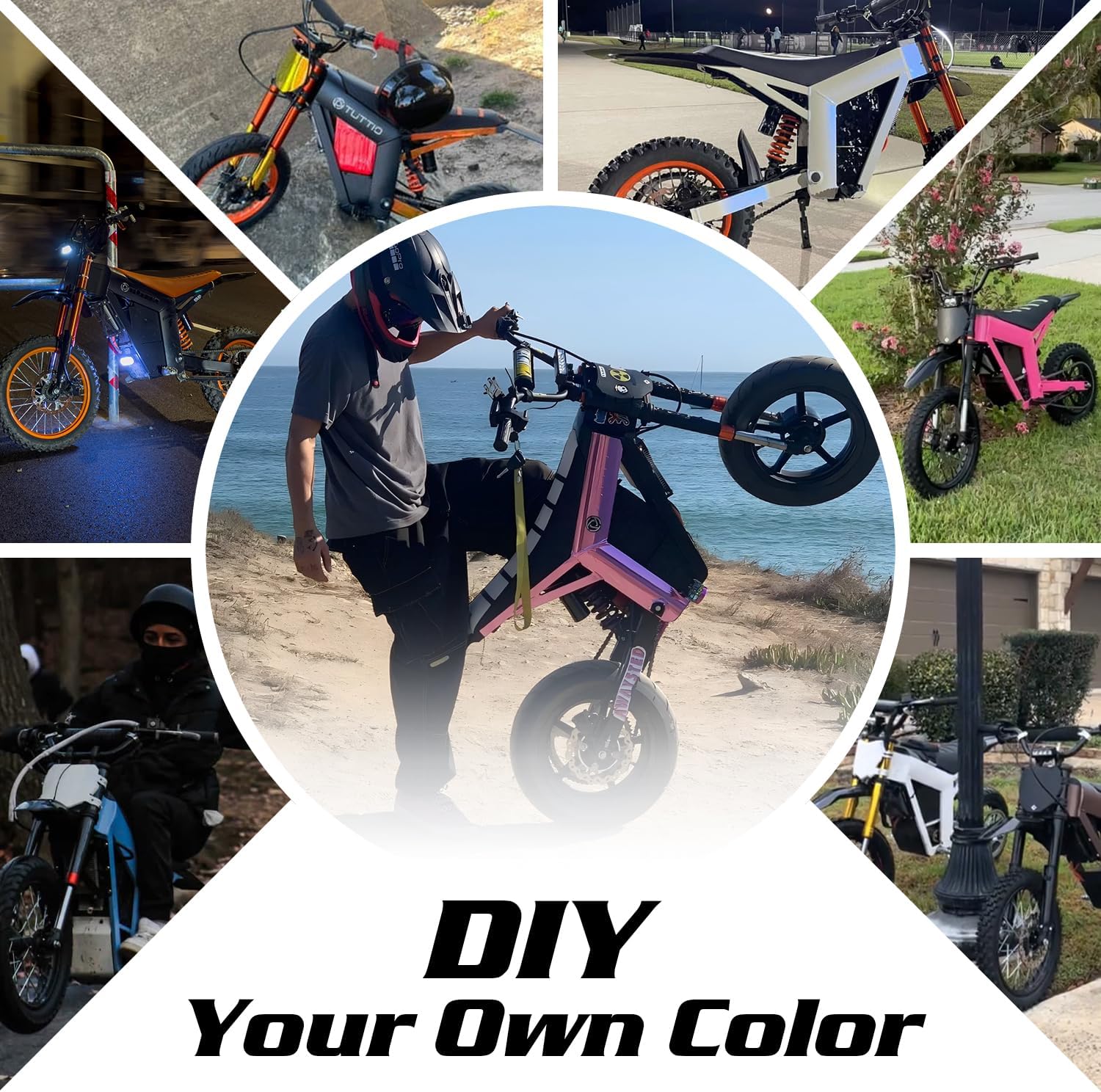 Tuttio Electric Dirt Bike Teens Adults 2000W/3000W 220NM 37MPH Electric Bike 48V 21AH Removable Battery with Hydraulic Brakes (21AH Dirt Bike)