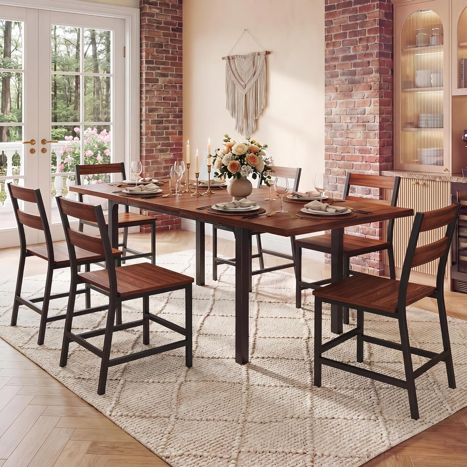 HUAHUU 7-Piece Dining Table Set for 6, 63
