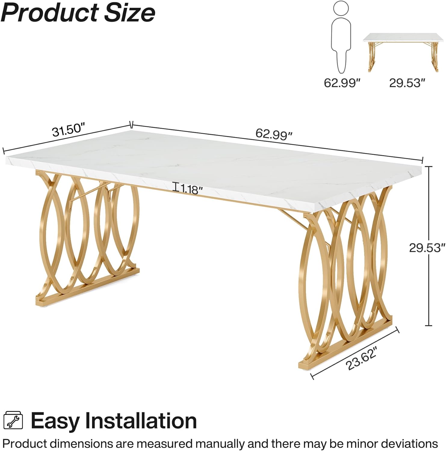 Tribesigns Modern Dining Table, 63
