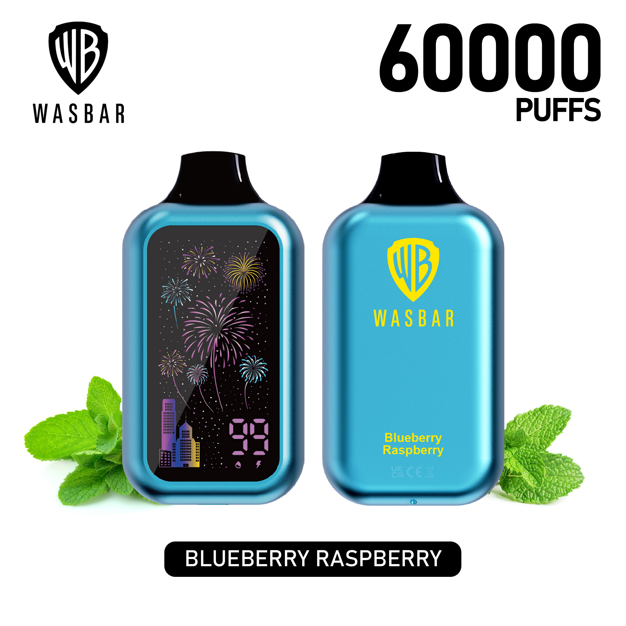 EU Warehouse WASBAR 60000 Puffs 60K Disposable Vape with Digital Display Einweg Vape