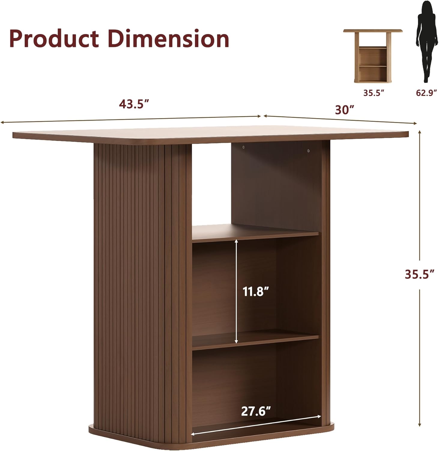 FUQARHY Kitchen Island with Storage, 3-Tier Farmhouse Small Counter Height Island Table, Rustic Wood Coffee Bar Table for Dining Room Kitchen