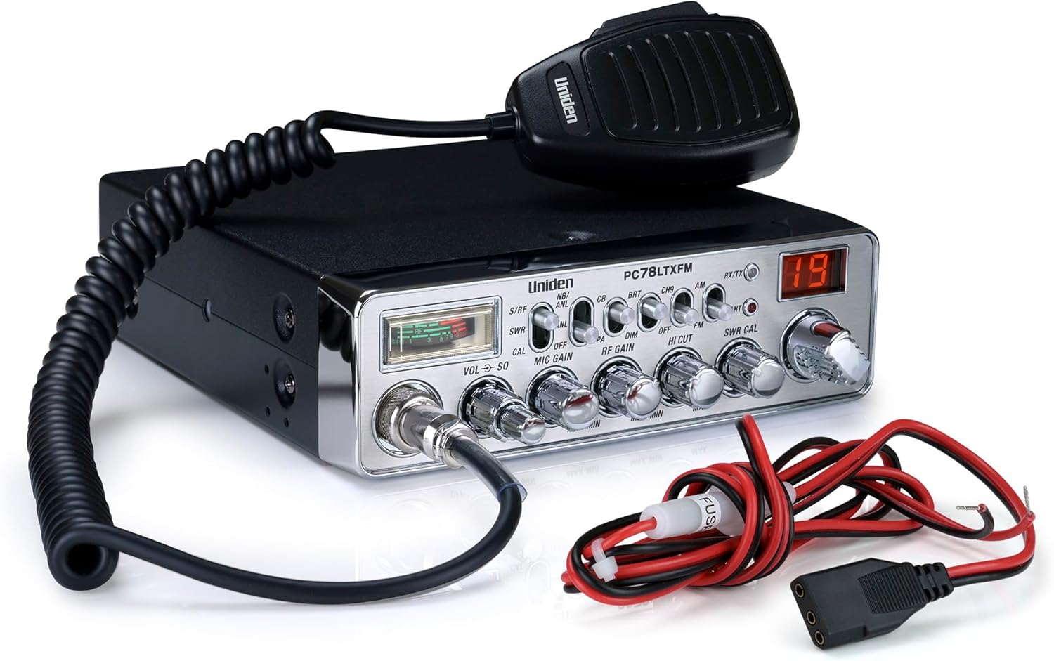 Uniden PC78LTXFM Professional 40-Channel CB Radio with Dual-Mode AM/FM, Integrated SWR Meter, PA/CB Function, Hi Cut, RF/Mic Gain Control, and Instant Channel 9
