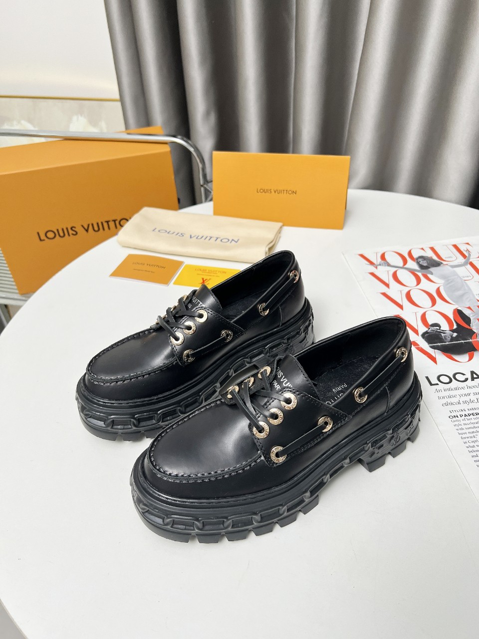 LV women's leather shoes-50
