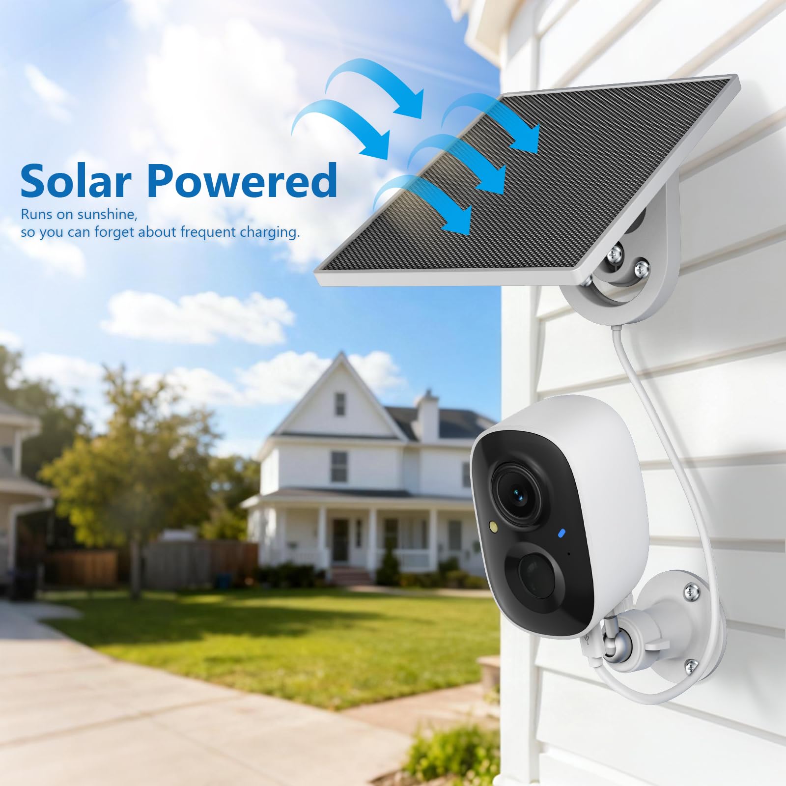 FAZOXO 2K Wireless Outdoor Solar Security Cameras - 2 Pack