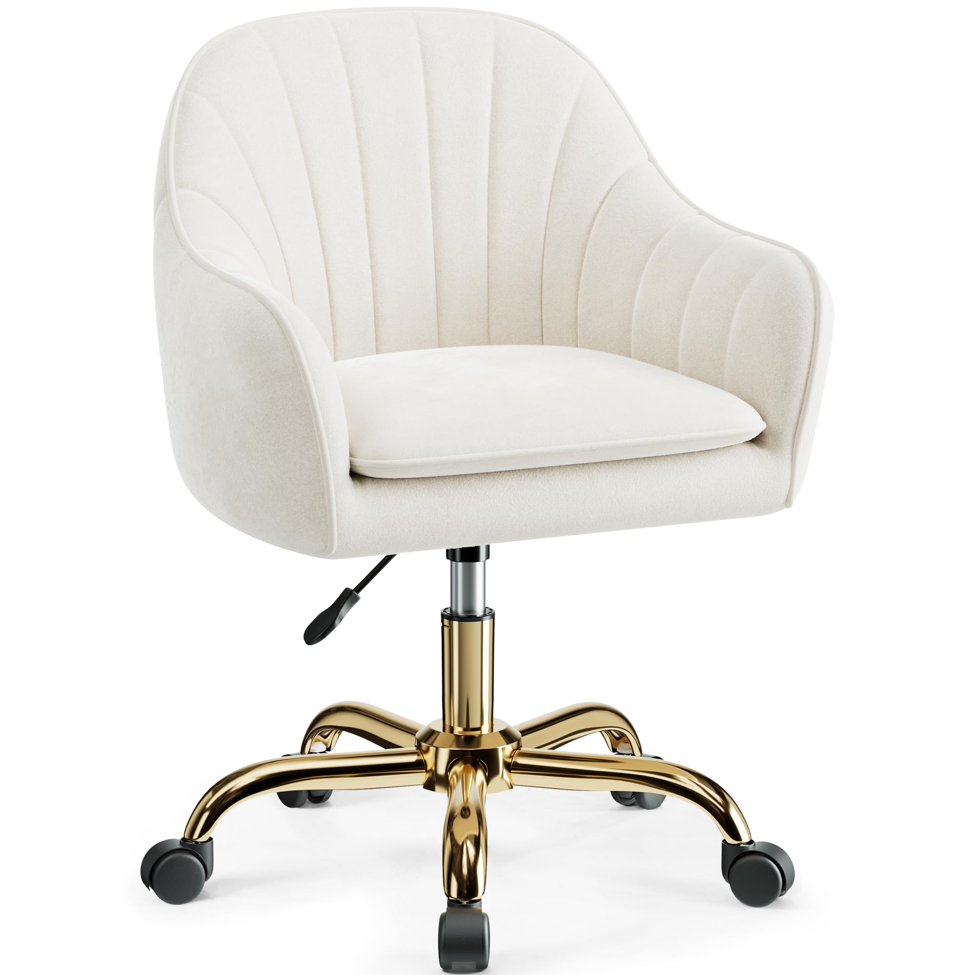 BESTERA Vanity Chair with Wheels - Adjustable Velvet Makeup Chair