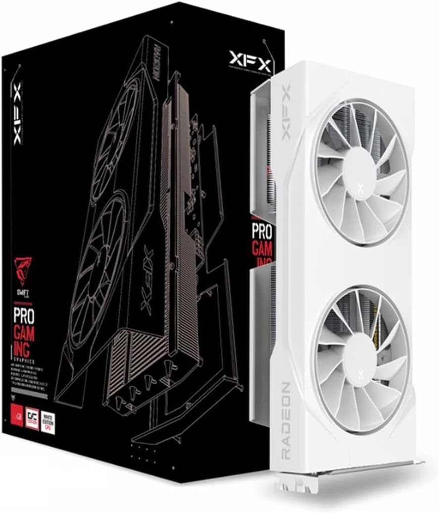 XFX Swift AMD Radeon RX 9060 XT OC White Gaming Edition with 16GB GDDR6 HDMI 2xDP, AMD RDNA™ 4 (RX-96TSW16WQ)