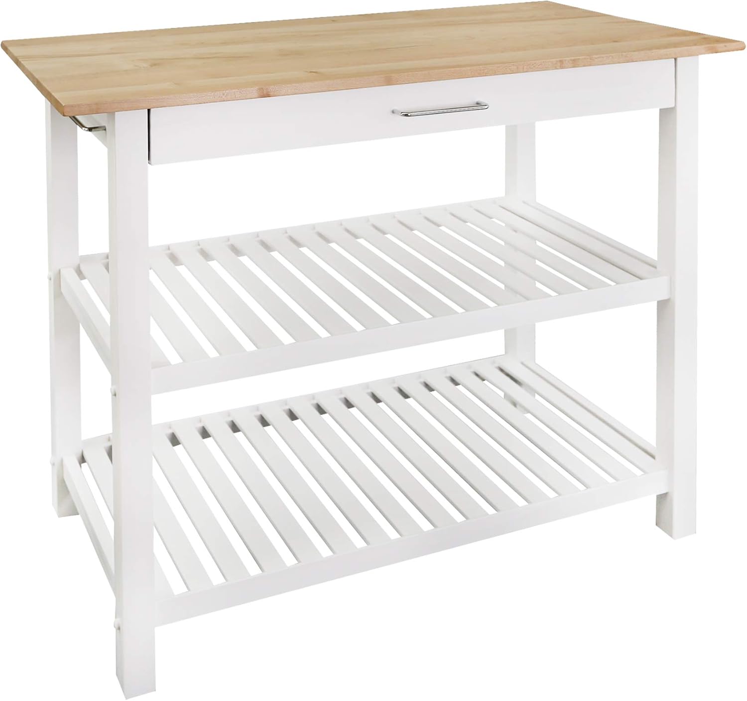 Casual Home Kitchen Island with Solid American Hardwood Top, Natural/White, 40