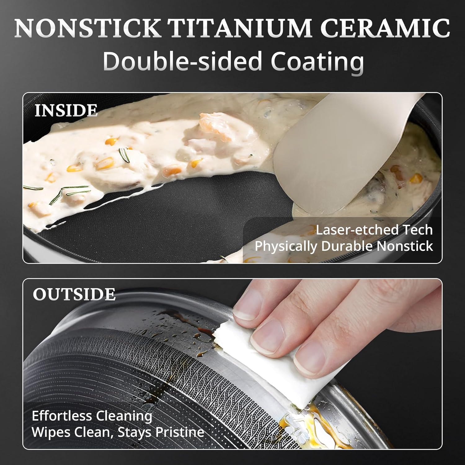KOKHUB Nonstick Frying Pans with Lids, 8