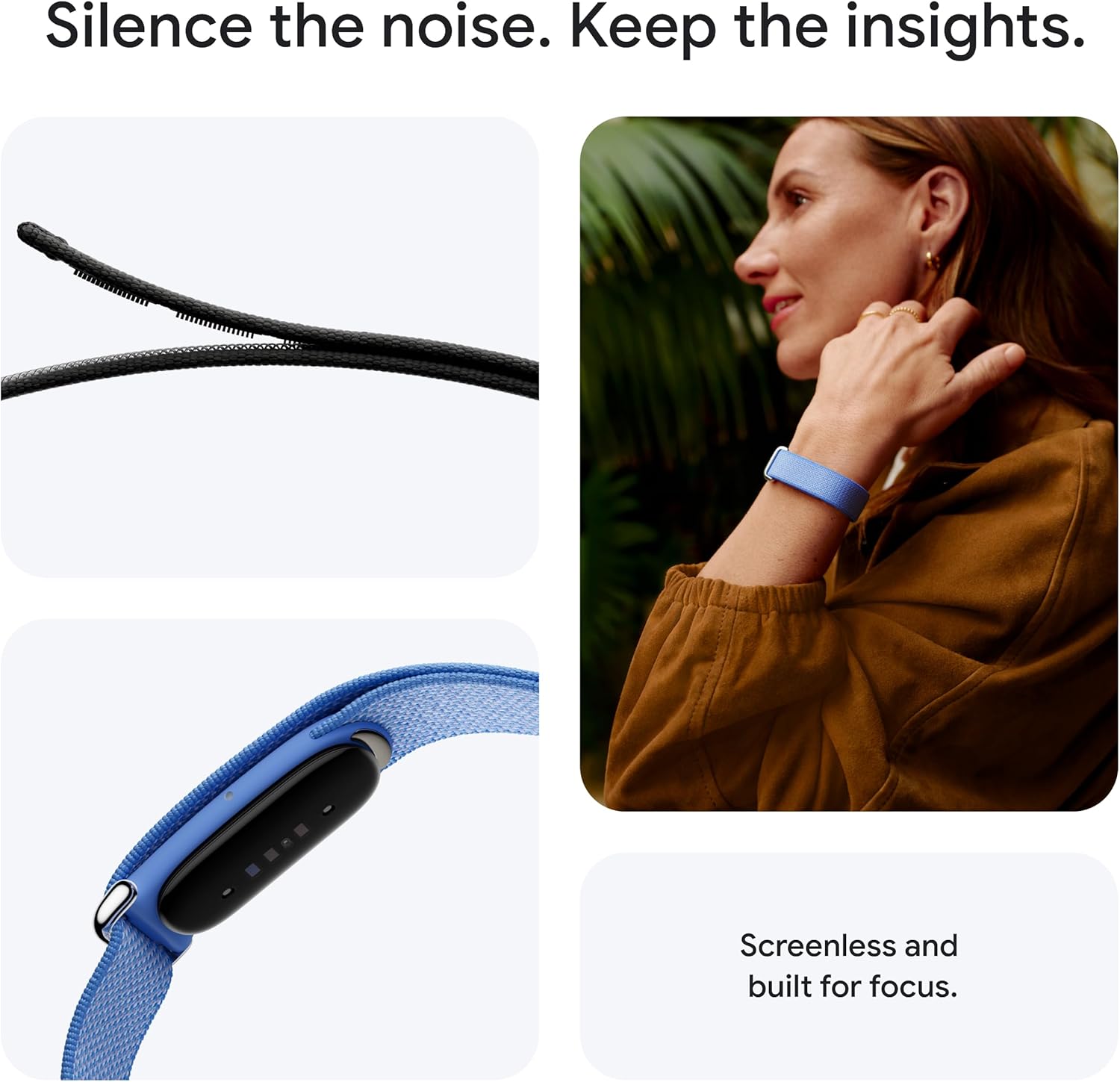 Google Fitbit Air - Screenless Activity Tracker with Fitness, Heart Rate, and Sleep Tracking - Personalized AI-Powered Coaching - Up to 7 Days' Battery Life - Works with iOS and Android - Obsidian