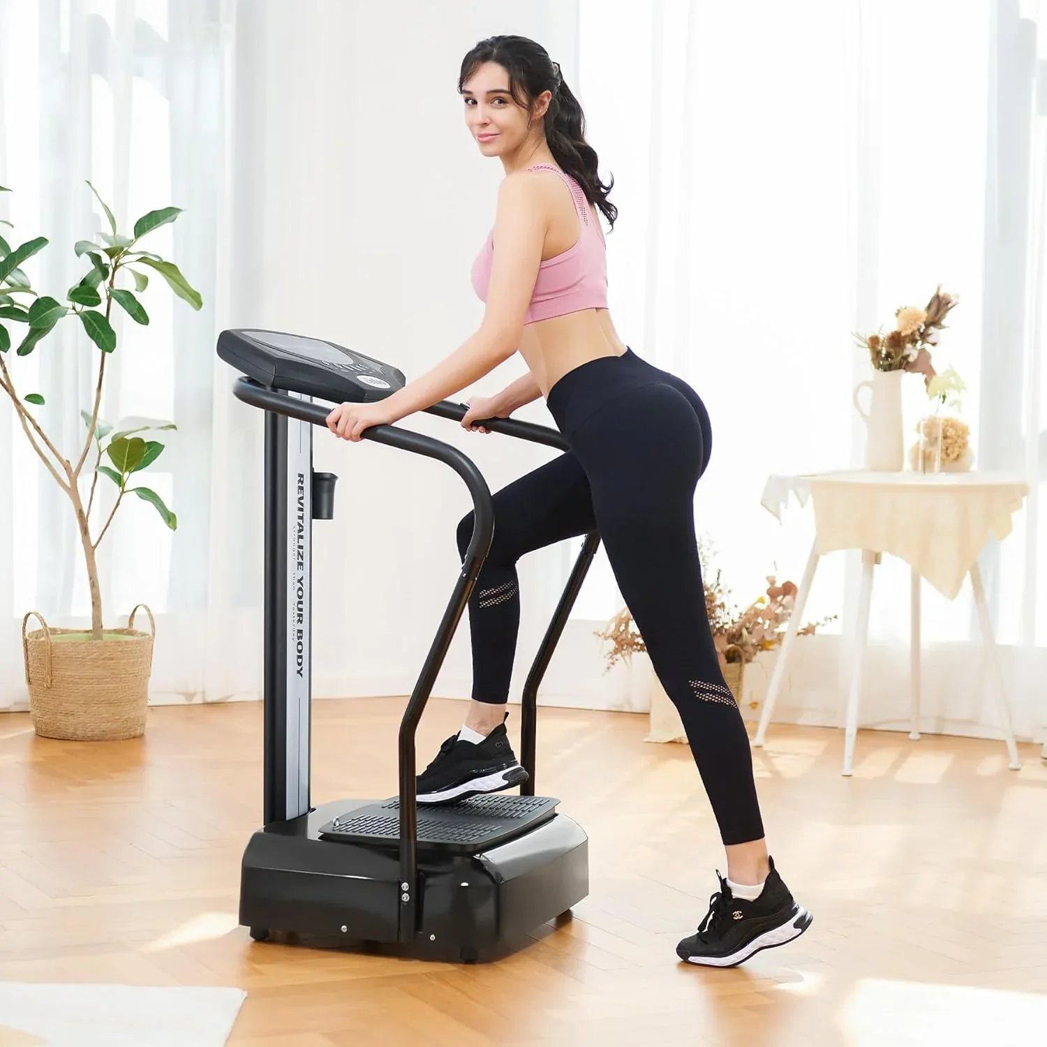 Whole Body Vibration Plate, 500W Vibration Plate Exercise Machine with 99 Levels 3 Preset Modes & 2 Resistance Bands, Training Fitness Vibration Platform Machine for Home Gym with 330lb Capacity