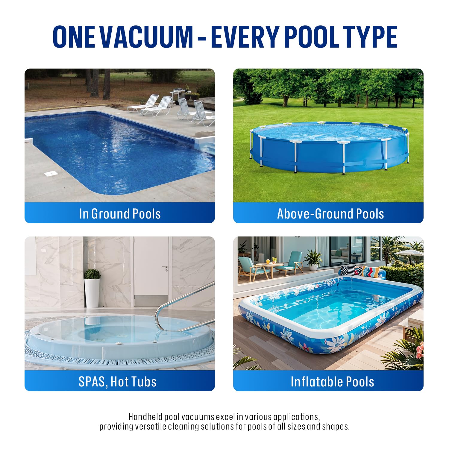BIELMEIER Handheld Pool Vacuum with Telescopic Pole - 19 GPM