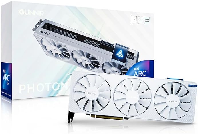 WEELIAO GUNNIR Intel Arc A770 Photon 16G OC White Graphics Card, 2400 Mhz Video Card,16GB 256-bit GDDR6,PCIE 4.0,1 HDMI,3 DP,3 Fans, TBP 285