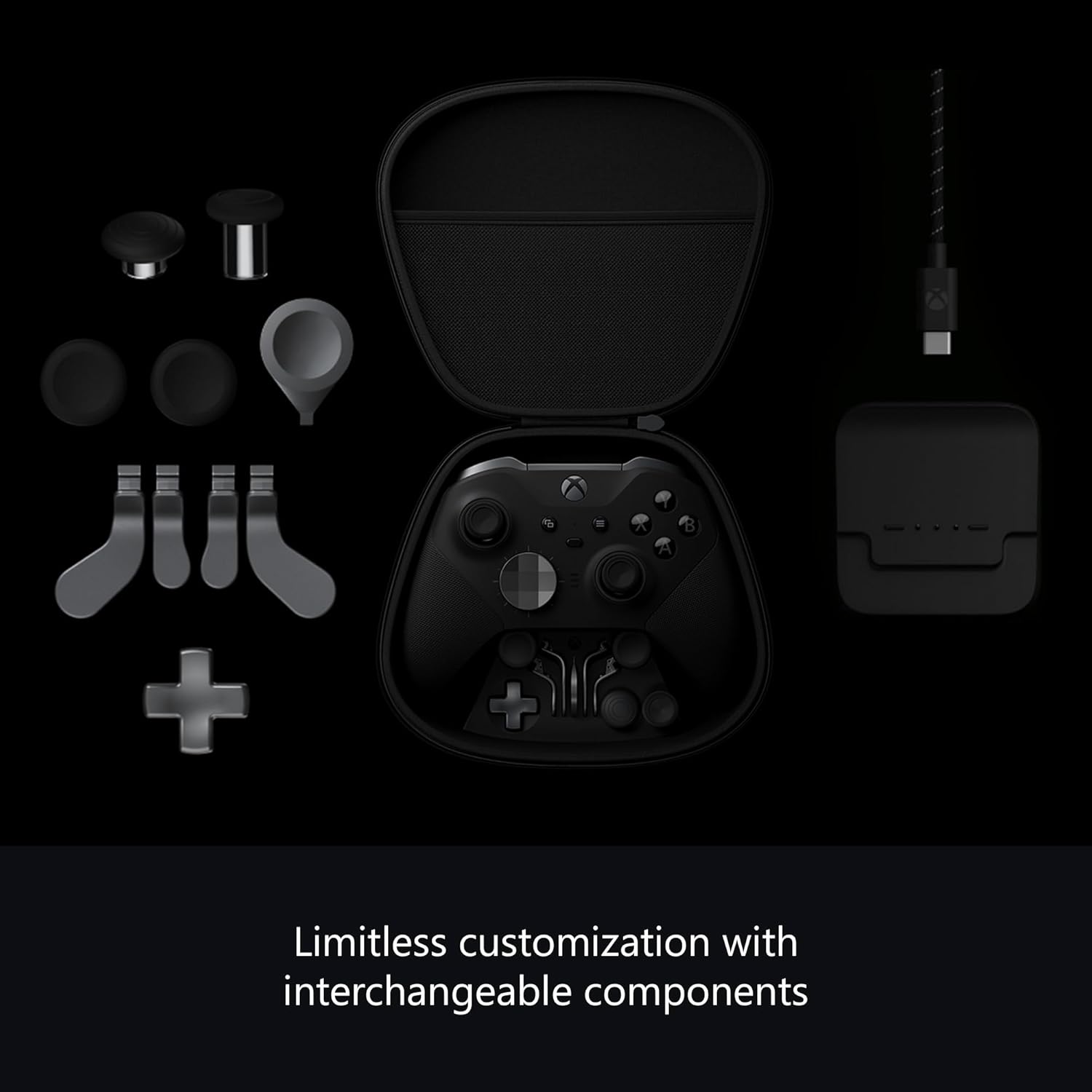 Xbox Wireless Gaming Controller | Elite Series 2 | Black | Console, PC, and Android | Adjustable Thumbsticks | Trigger Locks