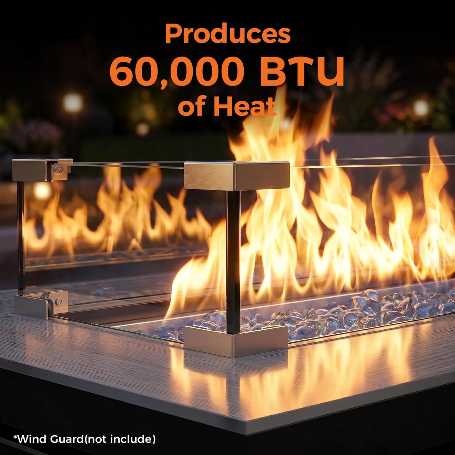BALI OUTDOORS 42 inch Propane Fire Pit Patio Outdoor Fire Pit Table Large Black Firepits for Outside Rectangular
