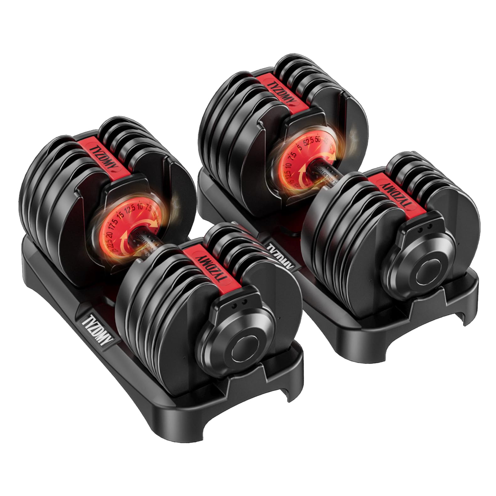 TYZDMY Adjustable Dumbbells Set 52.5 lbs - Free Weights Pair