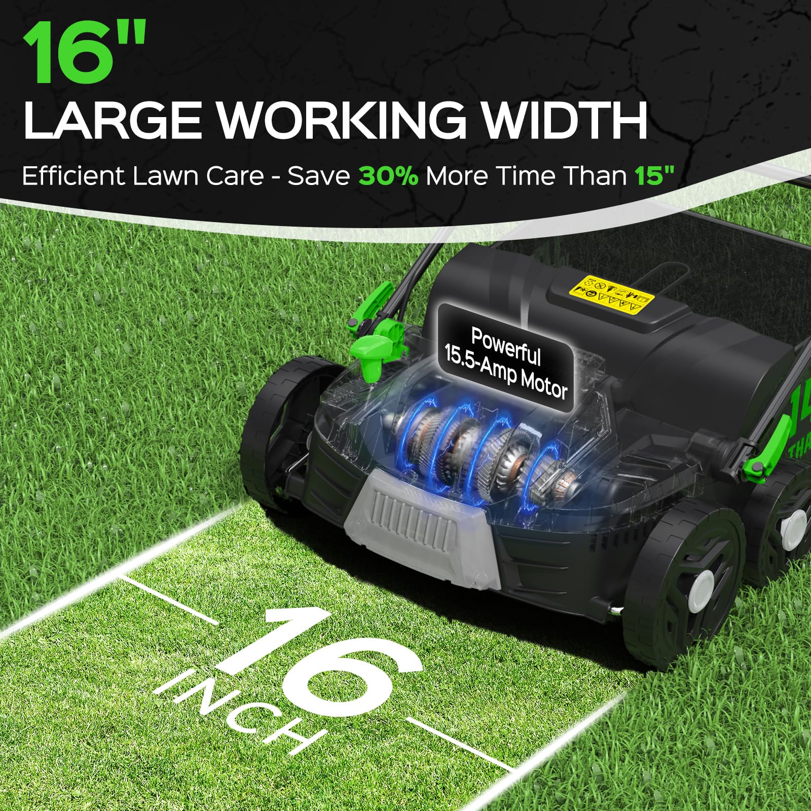TIECTOWN 2026 16-Inch 2-in-1 Electric Dethatcher & Scarifier