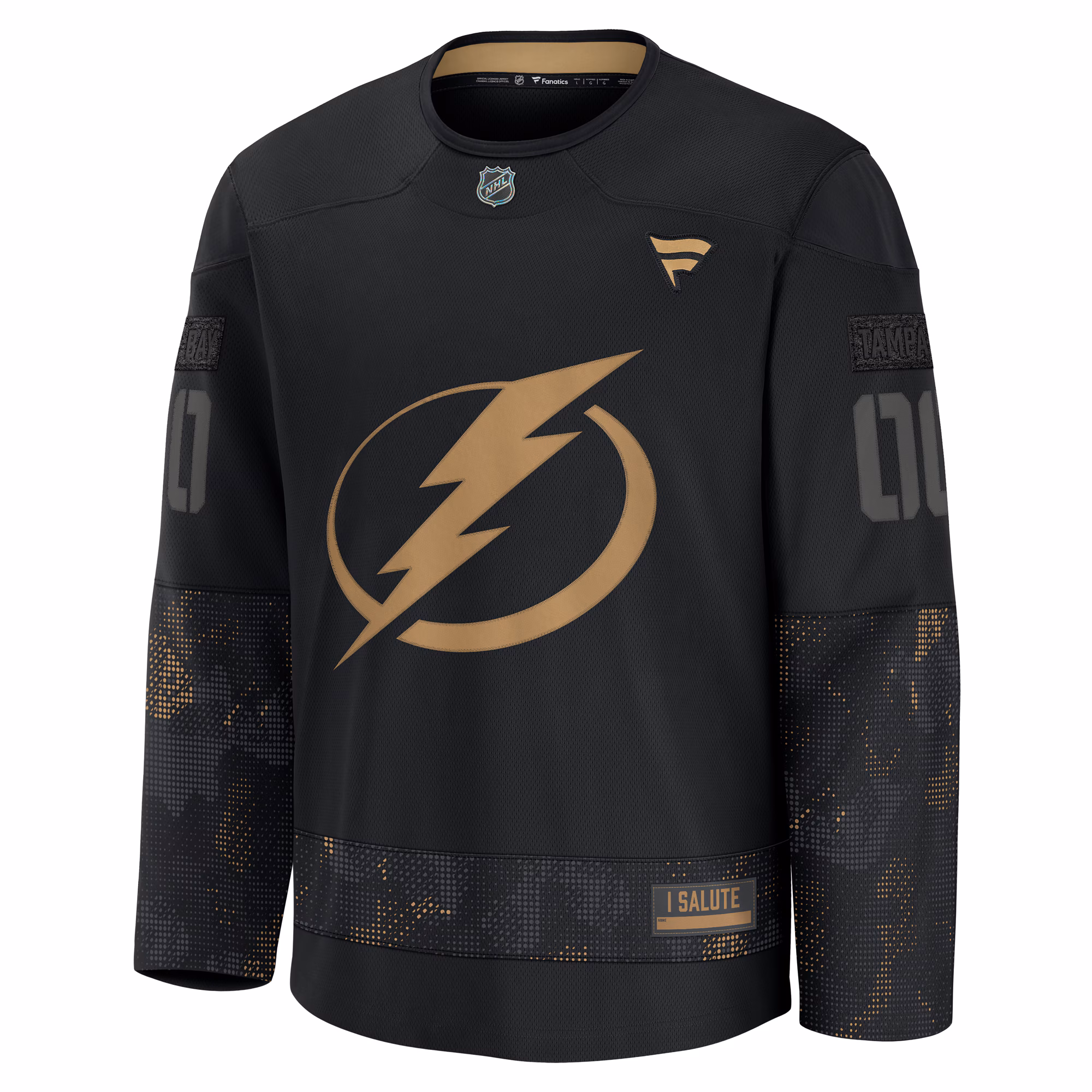 Tampa Bay Lightning Fanatics 2024 Military Appreciation Custom Practice Jersey - Black