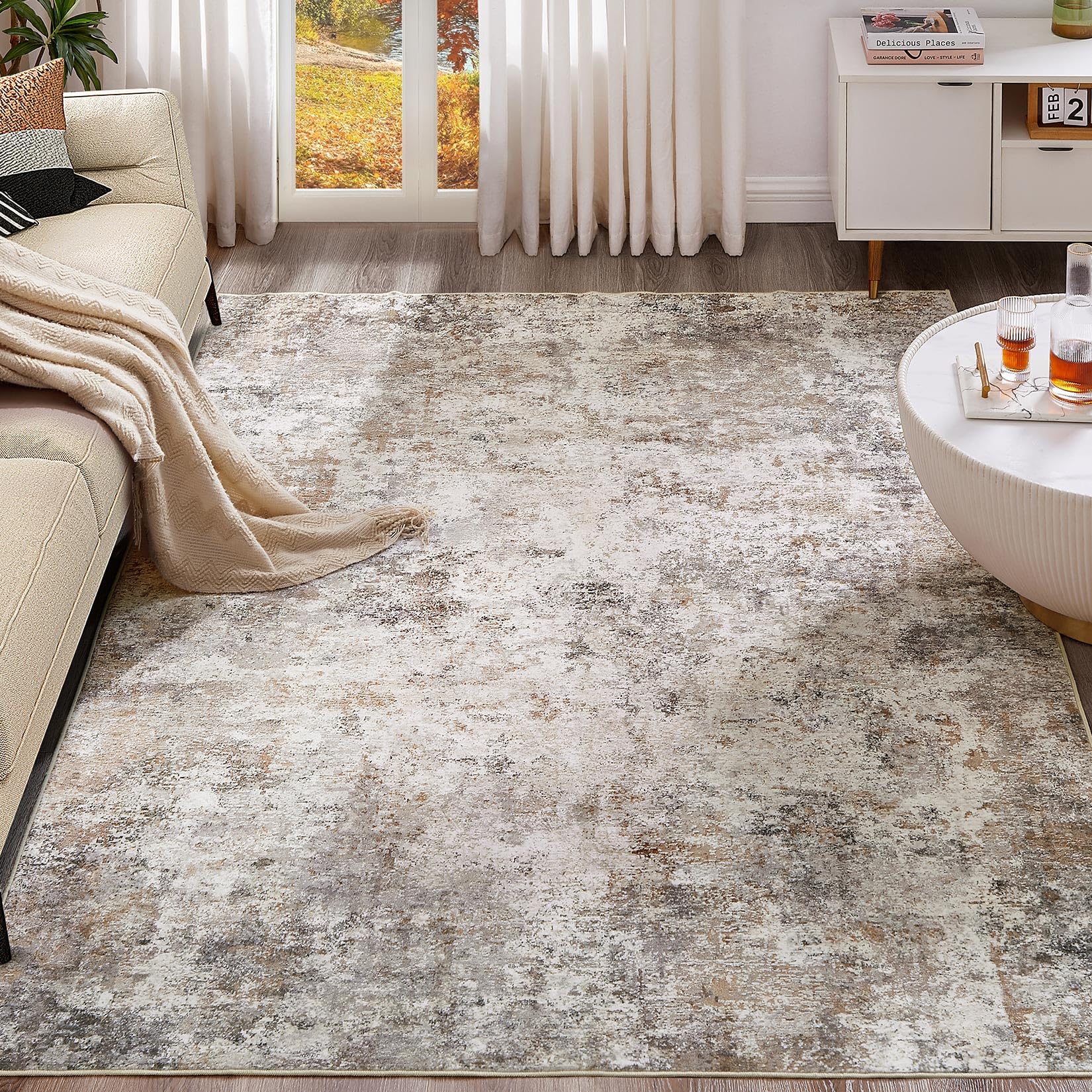UERMEI 8x10 Washable Area Rug - Modern Abstract Indoor Carpet