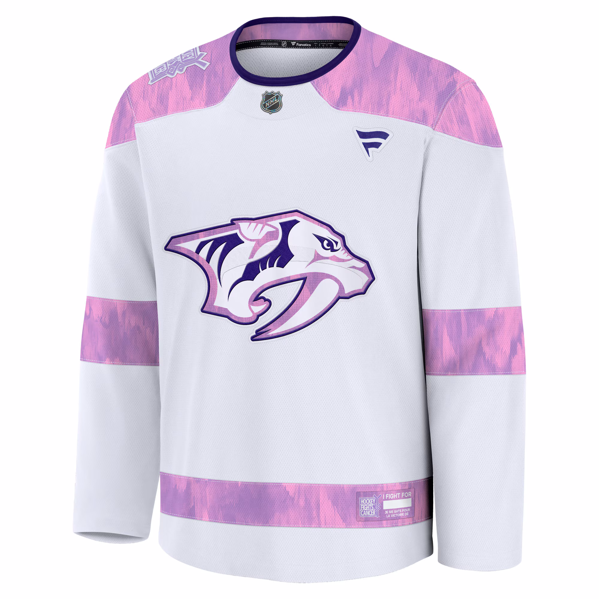 Nashville Predators Fanatics Hockey Fights Cancer Survivor Practice Jersey - White
