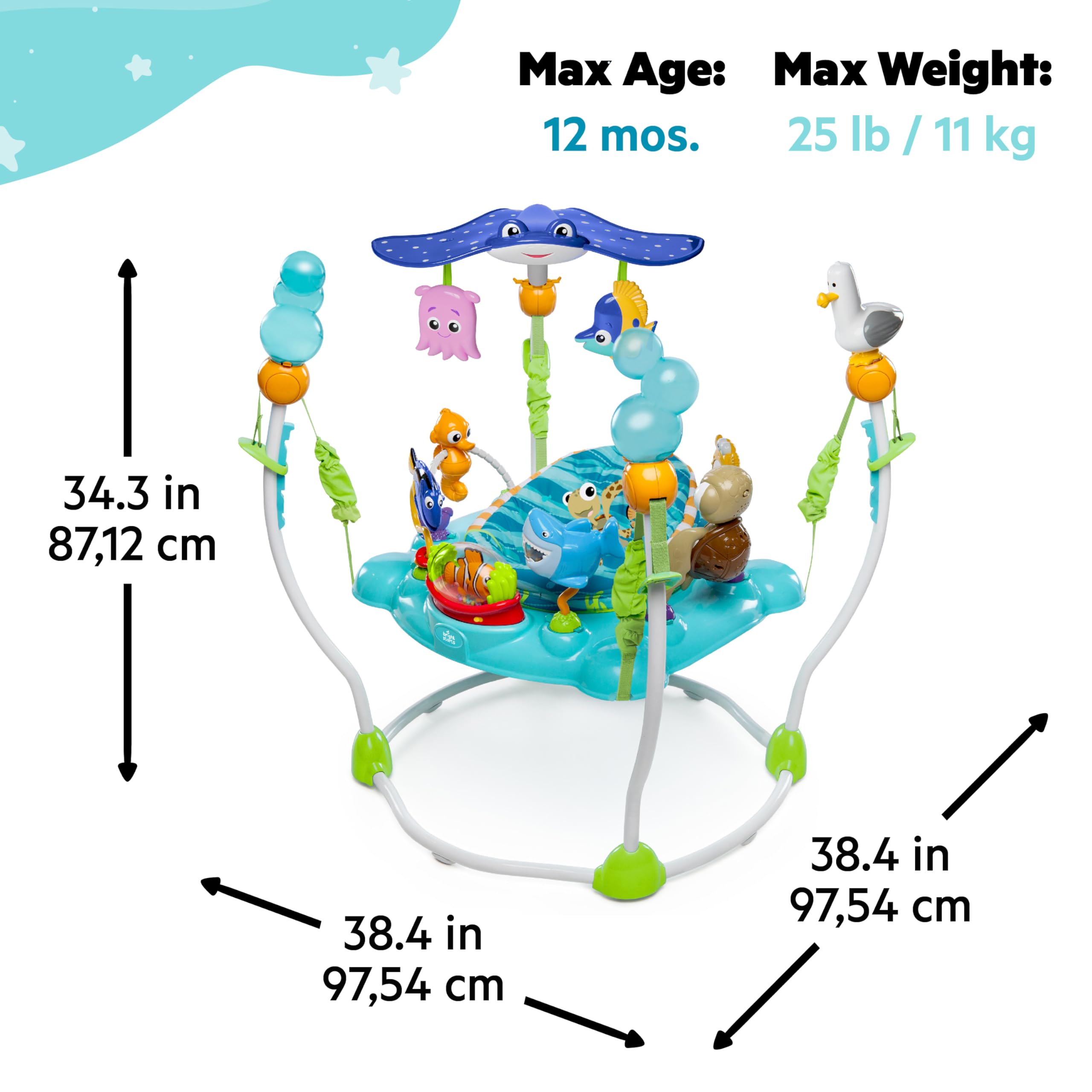 BRIGHT STARTS Finding Nemo Baby Activity Center Jumper with Toys