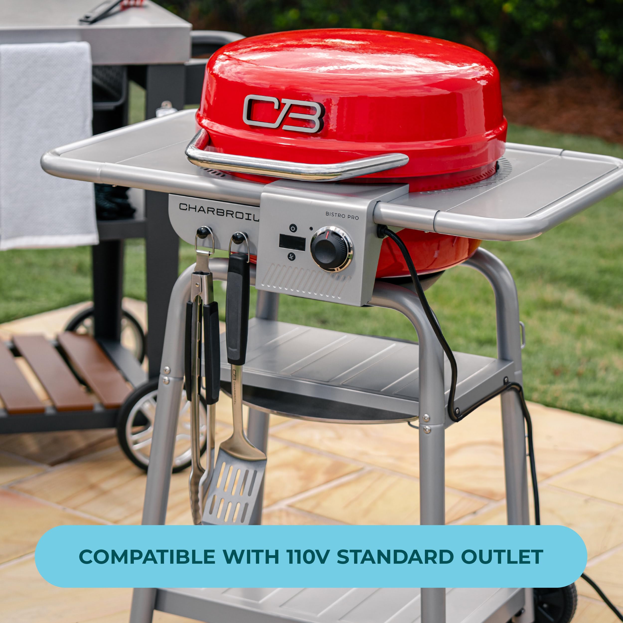 CHARBROIL 3-in-1 Dual Fuel Electric Grill & Griddle BBQ, Red
