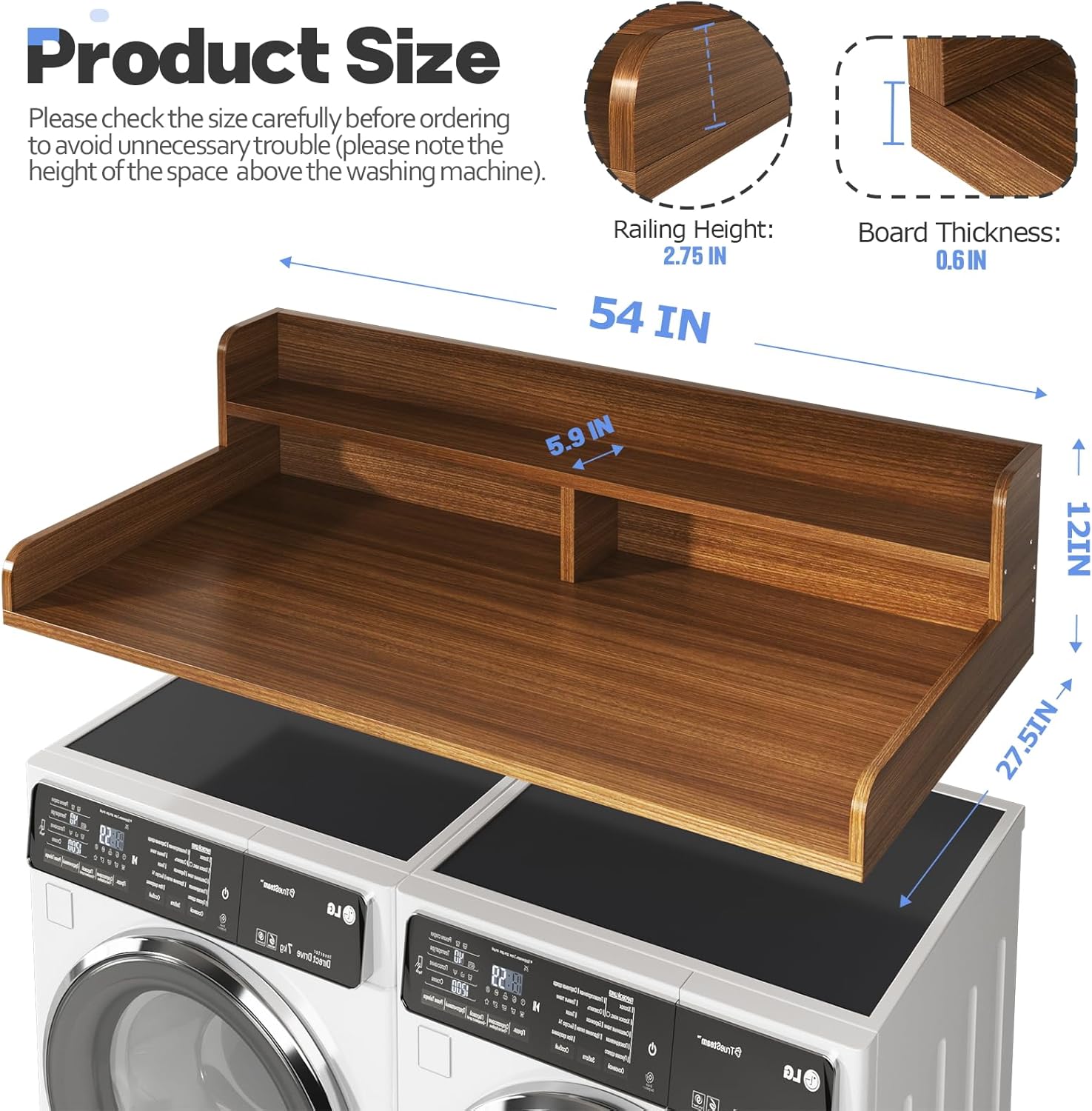 2-Tier Washer and Dryer Countertop with 2.75