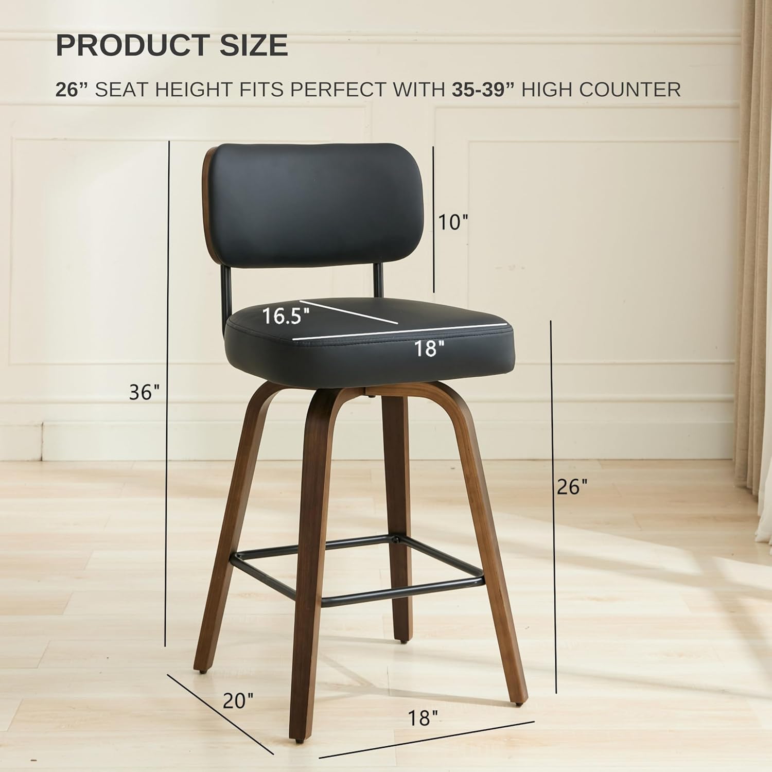 Swivel Bar Stools Set of 3, 26