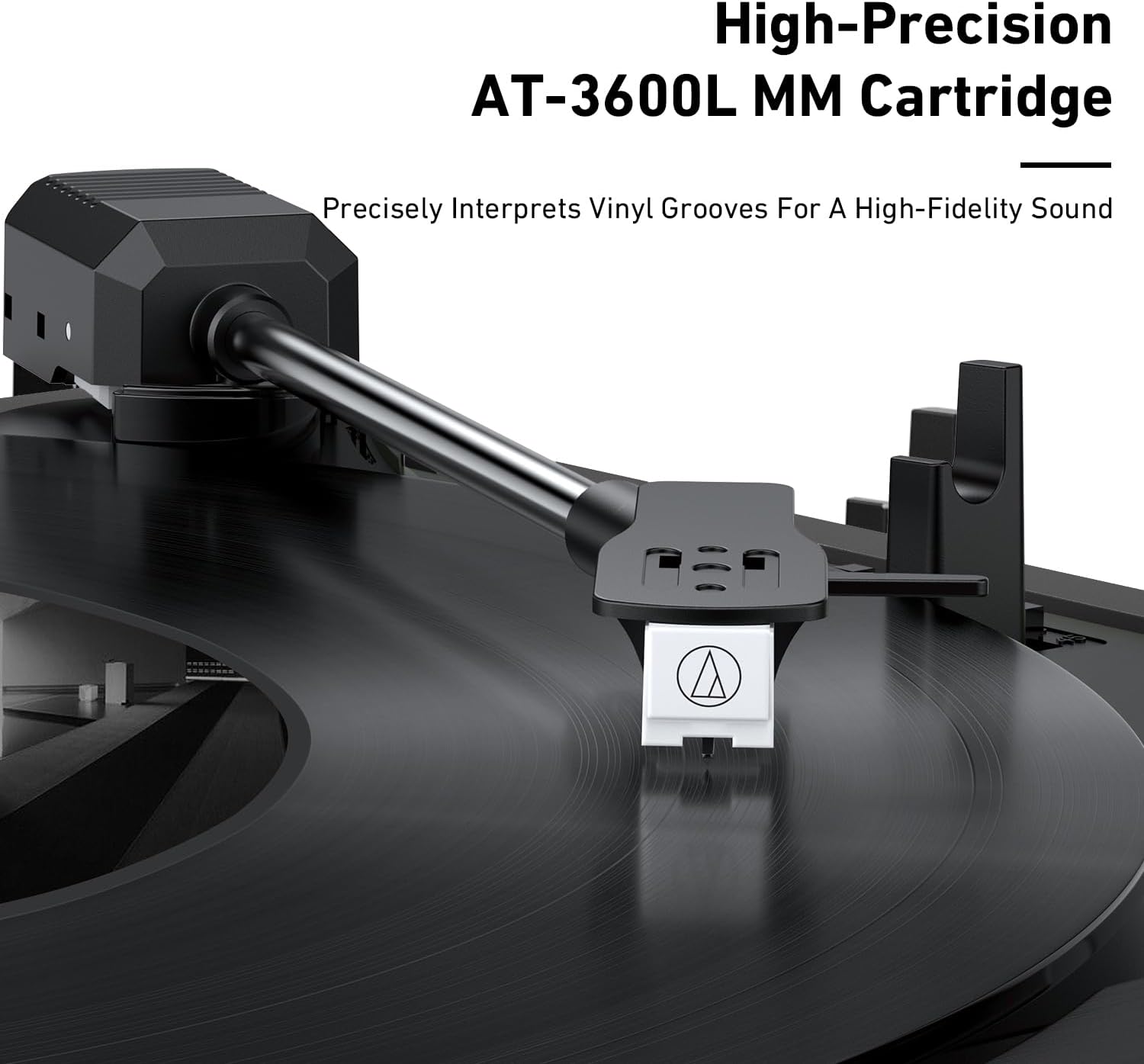 Vertical Automatic Record Player Bluetooth, MYKESONIC Belt Drive Vinyl Turntable, Magnetic AT-3600L Cartridge, Bluetooth in & Out, Hi-Fi Stereo Speakers, Aux in Headphone, RCA Out, Anti-Resonance