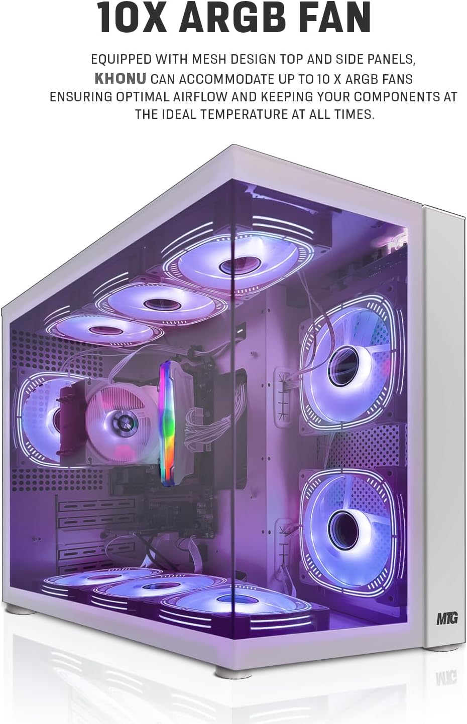 MTG Khuno Gaming Tower PC- Intel Core i5-8th Gen, GTX 1660S 6GB 192bits, 16GB ARGB Ram, 256GB Nvme, RGB Gamer Bundle Combo, Webcam, Win 11 Home