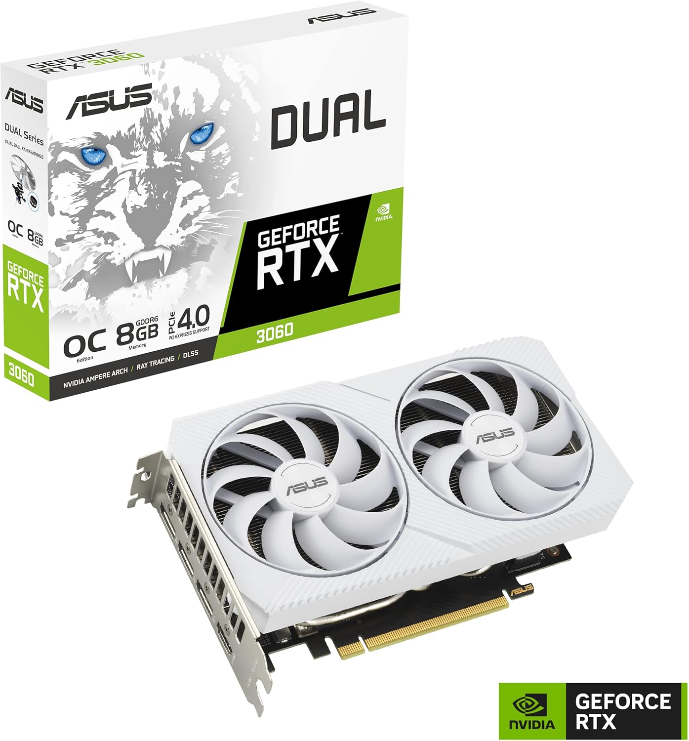 Asus Dual GeForce RTX™ 3060 White OC Edition 8GB GDDR6 (PCIe 4.0, 8GB GDDR6, HDMI 2.1, DisplayPort 1.4a) (Renewed)