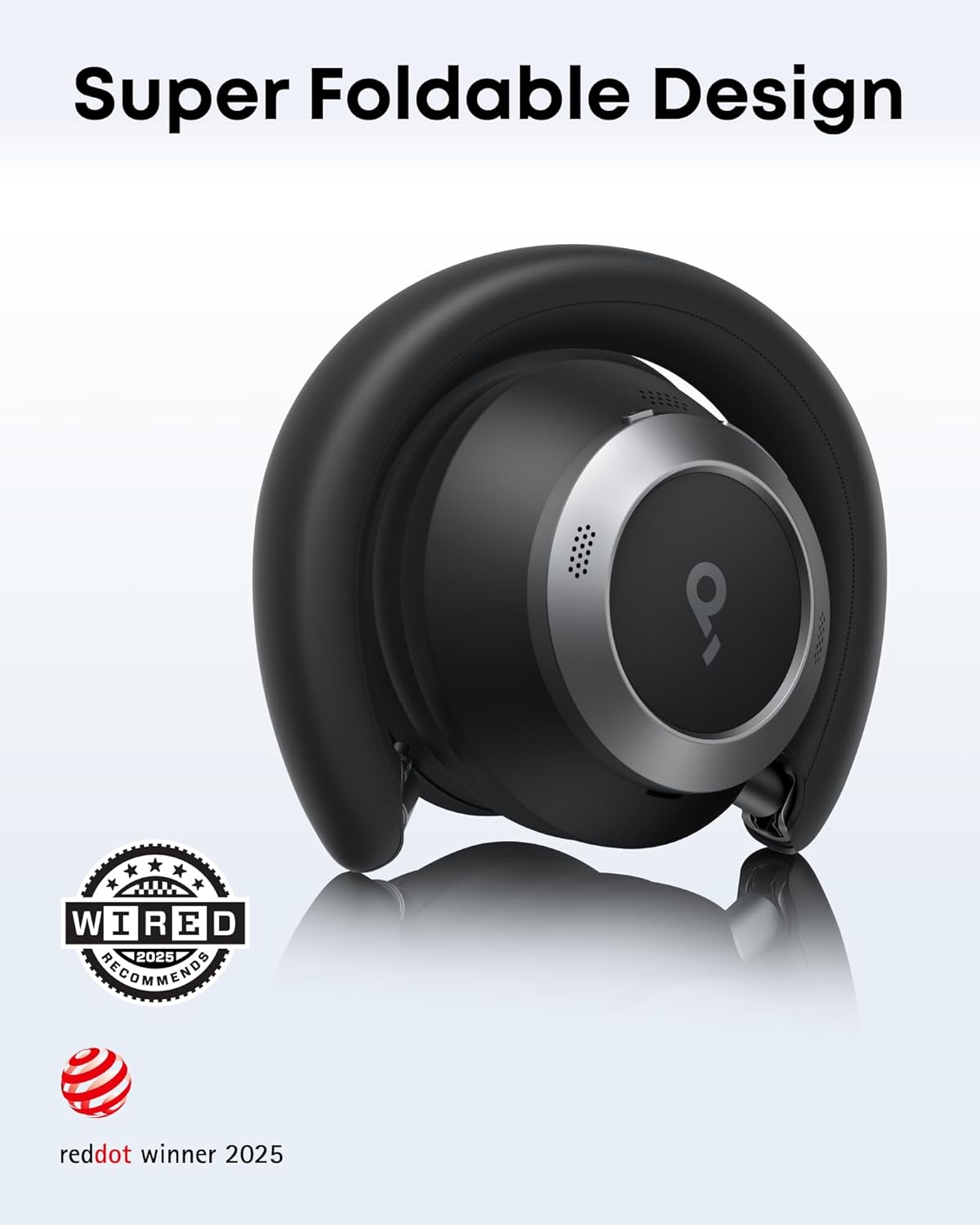 soundcore Space One Pro by Anker, Foldable Over-Ear Headphones for Travel and Work, Adaptive ANC, Hi-Res LDAC, Comfortable Fit, 60H Playtime, 5-Min Charge for 8 Hrs, Multipoint Connection, 6-Mic Calls