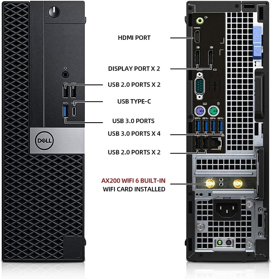 Dell OptiPlex 7050 Desktop Computers PC,Intel Core i7-6700 3.4GHz,16GB RAM, 512GB M.2 NVMe SSD+2TB HDD,Intel AX200 Built-in WiFi 6, BT 5.2, HDMI, Windows 11 Pro (Renewed)