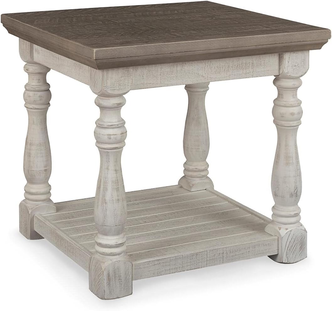 Signature Design by Ashley Havalance Farmhouse Rectangular End Table, Floor Shelf, Wood, 26