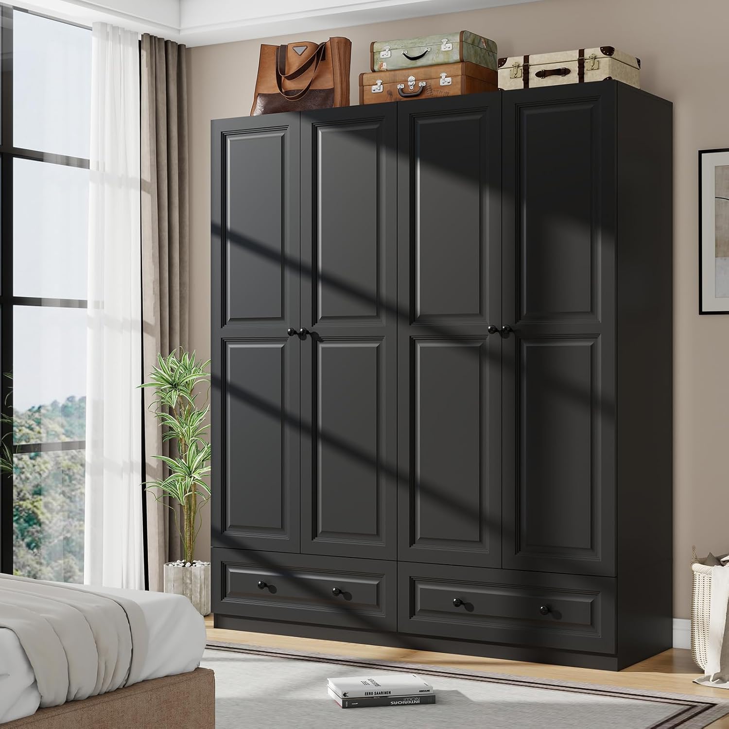 Armoire Wardrobe Closet with Drawers: 74