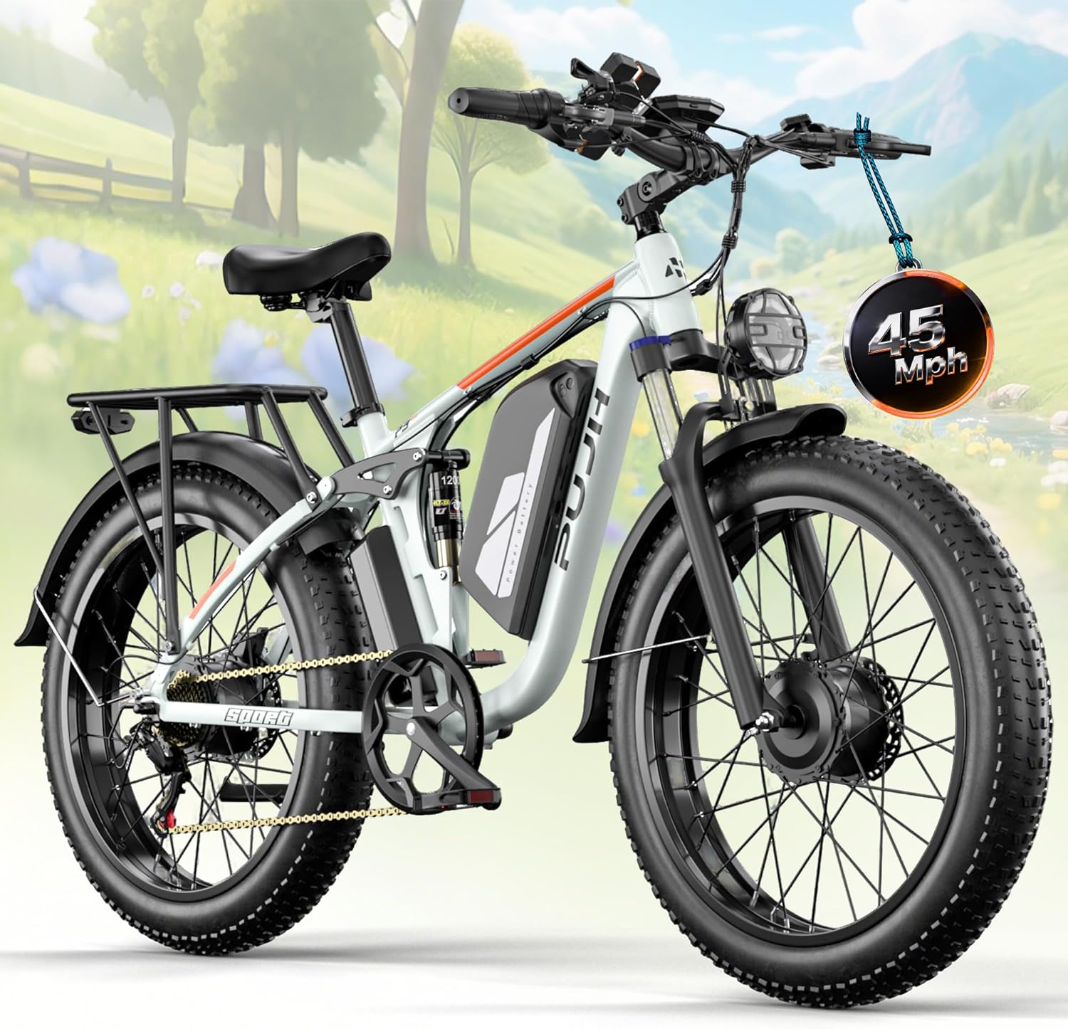 Peak 6000W Dual Motor Electric Bike,60V 1200Wh Removable Battery & 110Nm Torque,Fast Ebike for Adults,Max 45MPH & 100-Mile Range,24