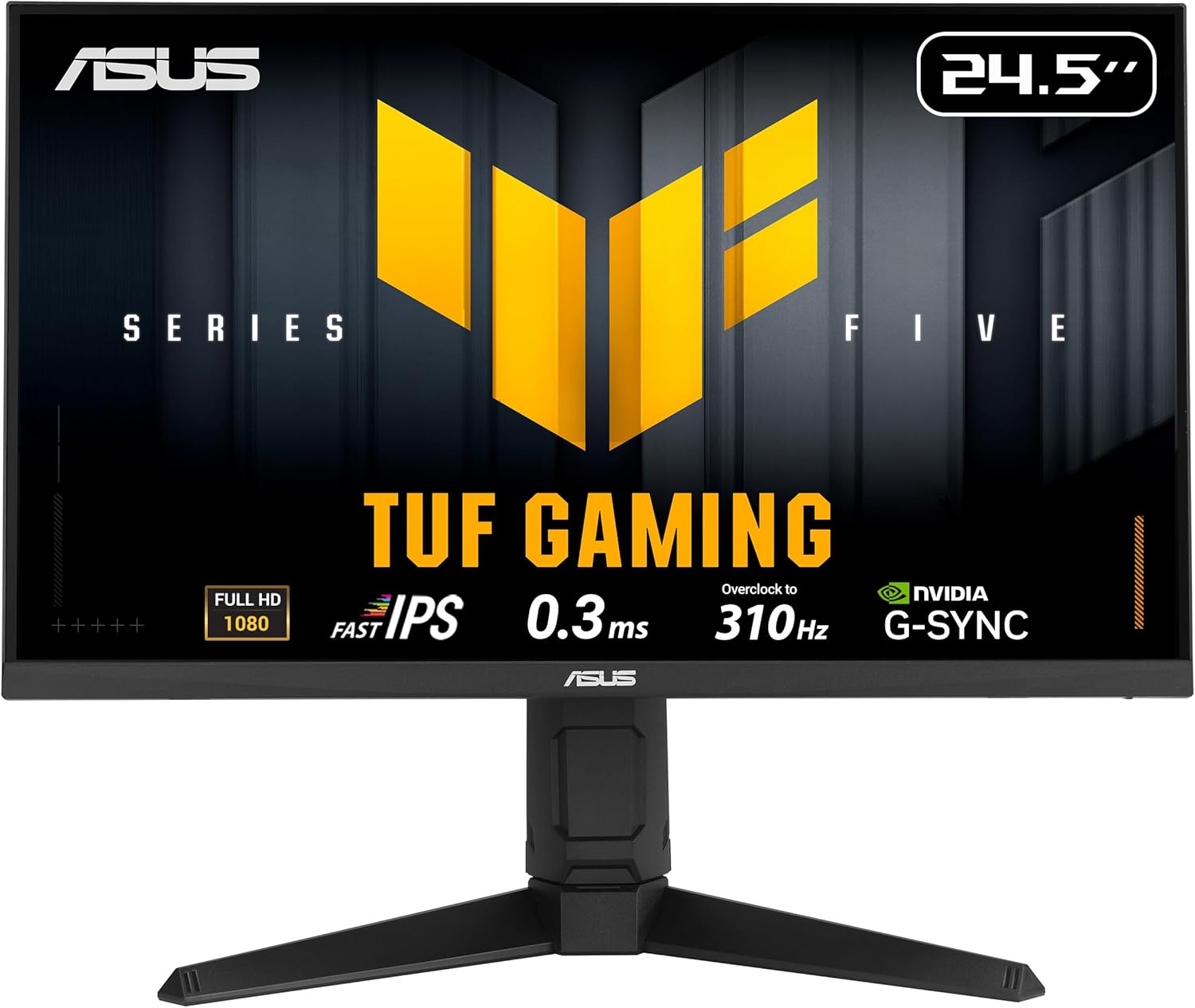 ASUS TUF Gaming Series 5 24.5” 1080P Gaming Monitor (VG259QMRL5A) - Full HD, Fast-IPS Panel, 310Hz, 0.3ms, DisplayHDR400, 99% sRGB, Height Adjustable, DisplayWidget, Gaming AI, 3 yr Warranty