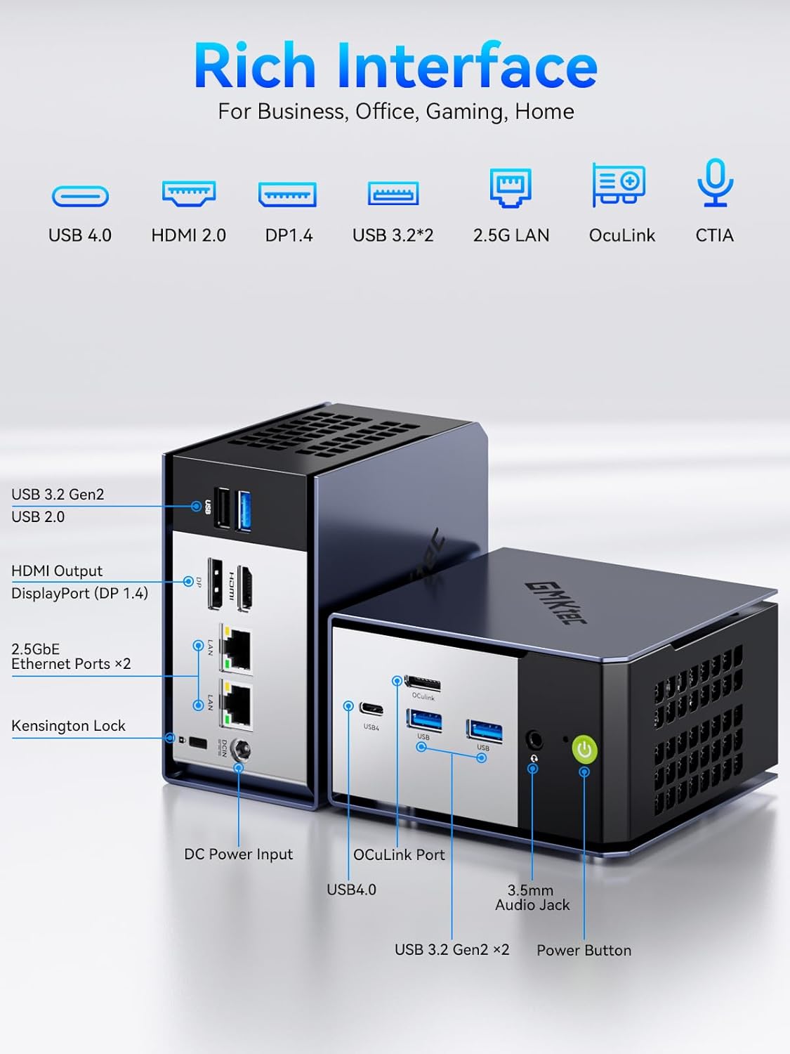 GMKtec K16 Mini PC Gaming Desktop Computer AMD Ryzen 7 7735HS (8C/16T 4.75Ghz) 32GB LPDDR5 6400MT/s RAM + 512GB Hard Drive SSD, Dual NIC LAN 2.5GbE, Oculink, USB4, HDMI, USB-C