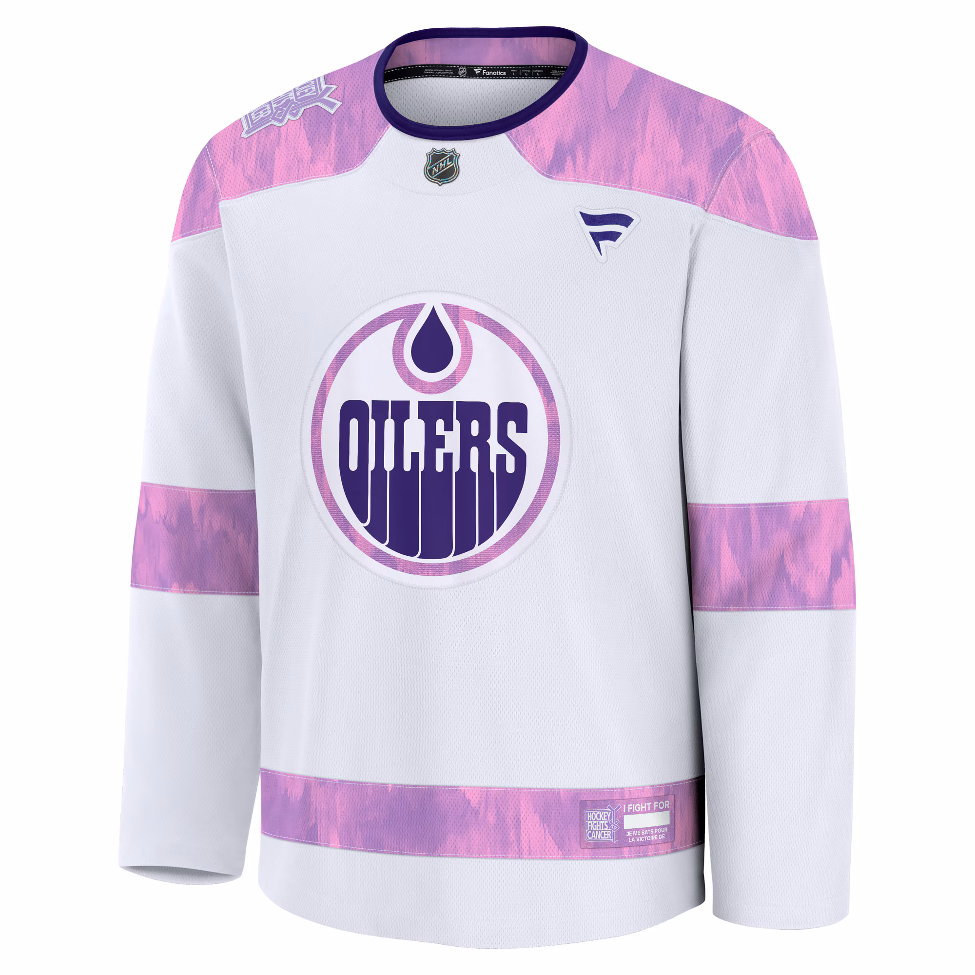 Edmonton Oilers Fanatics Hockey Fights Cancer Survivor Practice Jersey - White