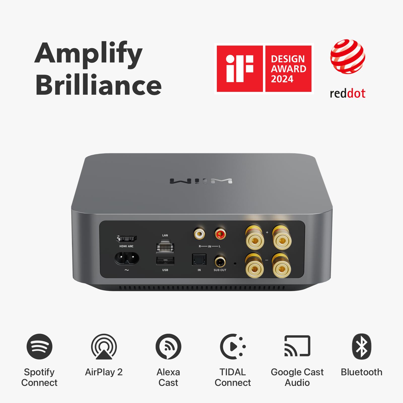 WIIM Amp Multiroom Streaming Amplifier - AirPlay, Google Cast, Alexa Compatible