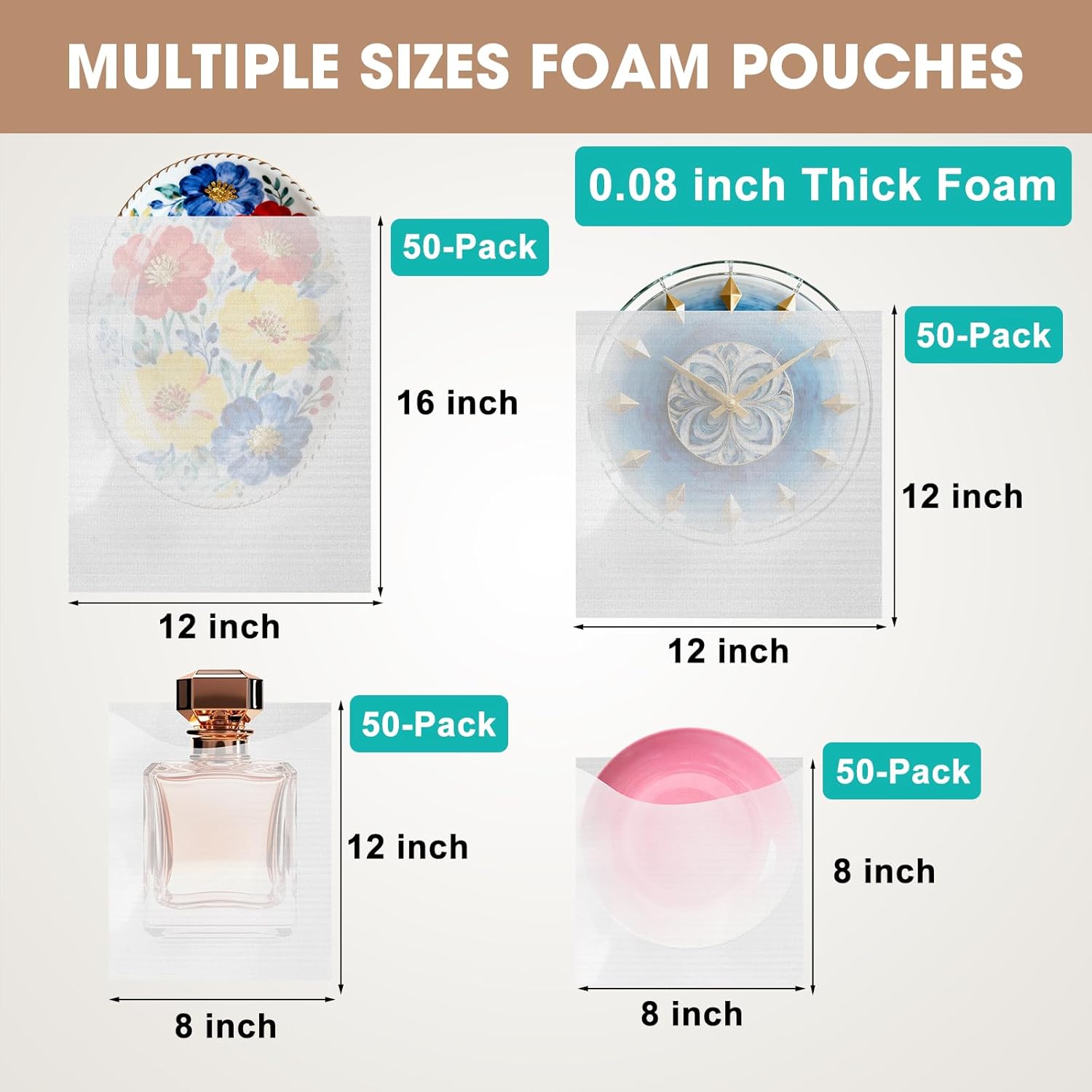 200PCS Dish Packing Supplies for Moving, 4 Sizes (16