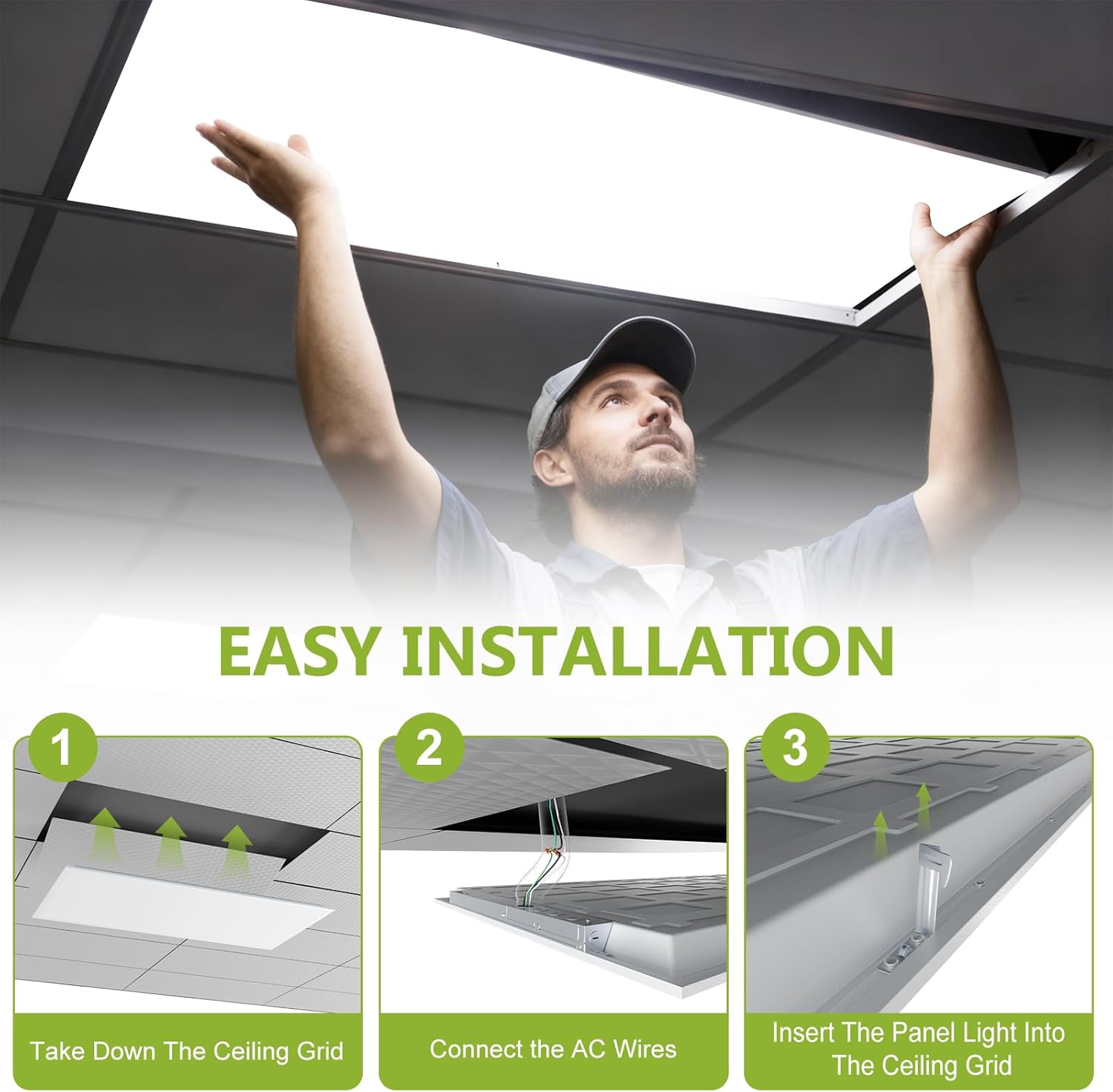 YXL 2 Pack 2x4 LED Flat Panel Light Drop Ceiling Light Fixture, 9576LM, 5CCT LED Drop Ceiling Office Light, 72W/60W/50W/40W/30W Selectable,6500K/5000K/4000K/3500K/3000K,Dimmable 0-10V,ETL