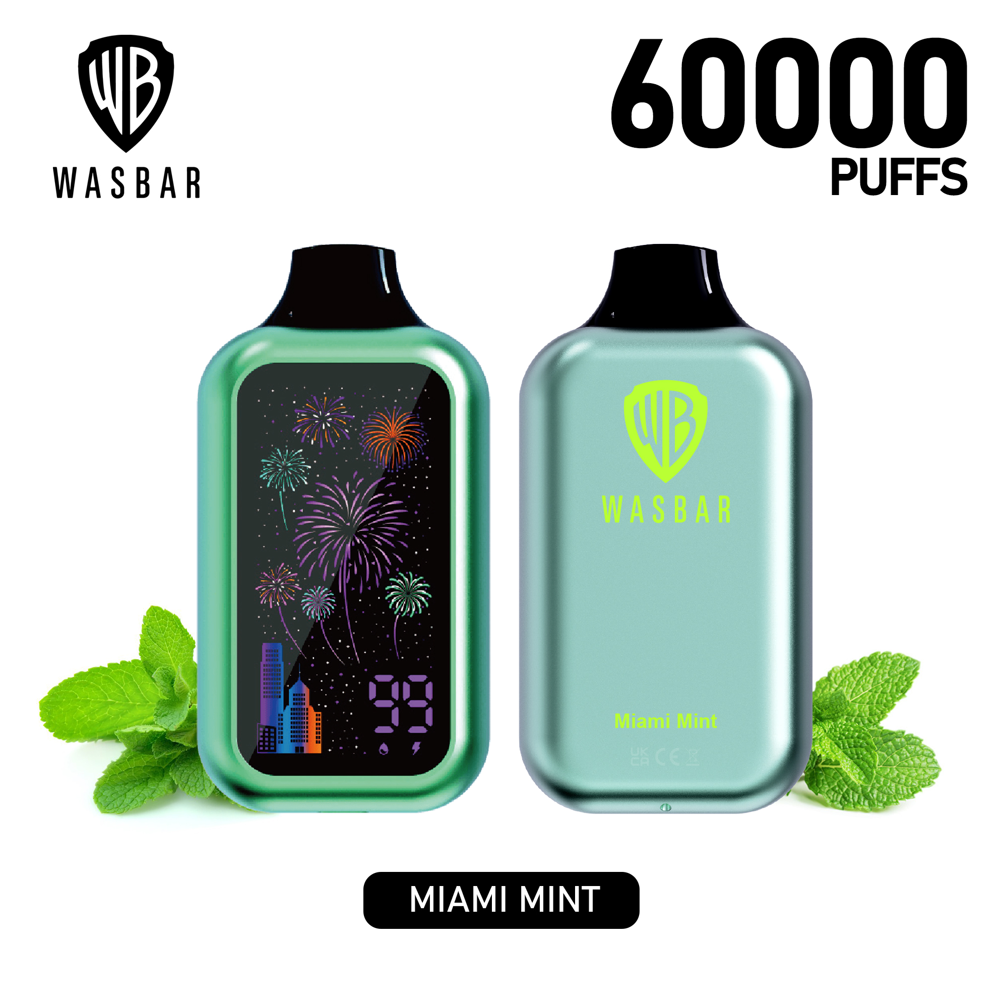 EU Warehouse WASBAR 60000 Puffs 60K Disposable Vape with Digital Display Einweg Vape