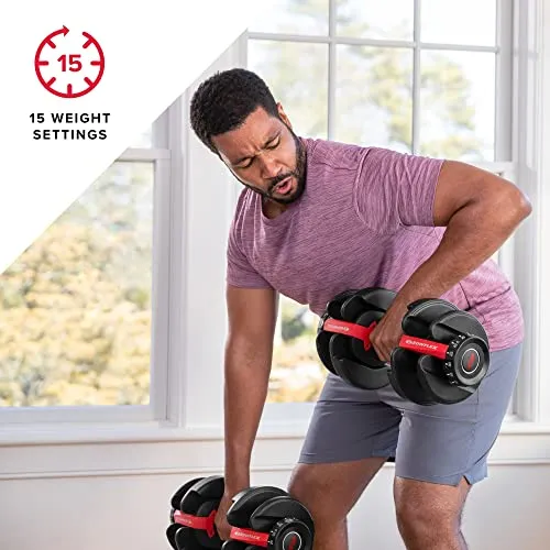 Bowflex SelectTech 552 Adjustable Dumbbells Pair, 5-52.5 lbs, Space-Saving Home Gym Equipment