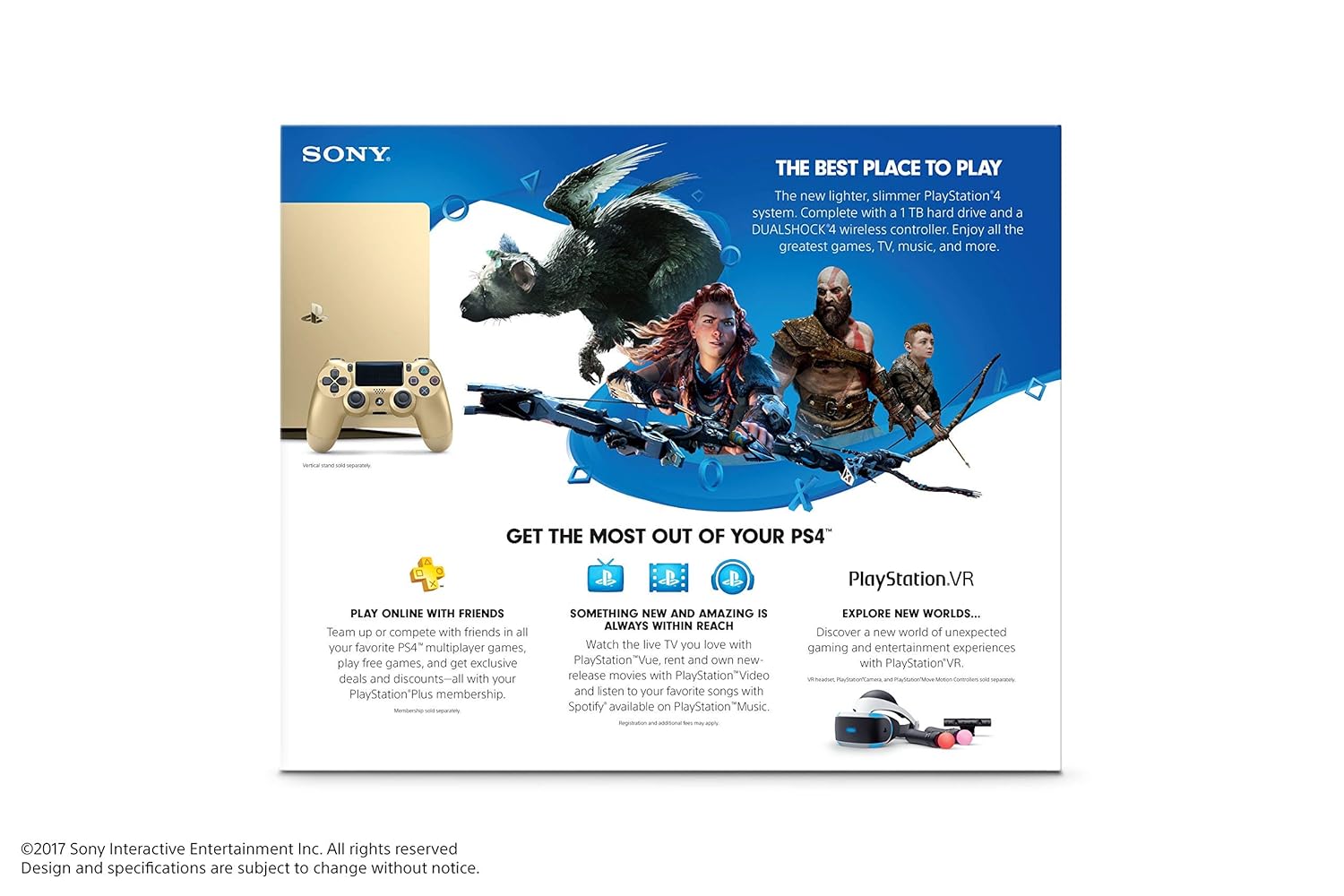 PlayStation 4 Slim 1TB Gold Console Discontinued video game (Renewed)